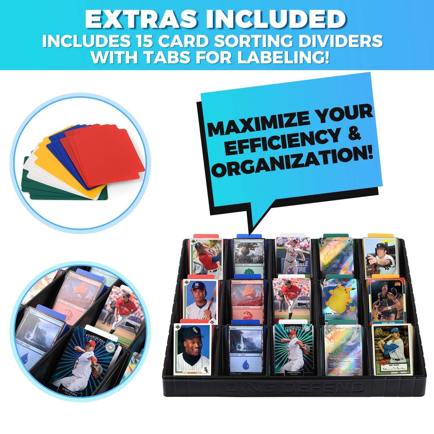 Storage Standard Card Sorting Tray – 15-Compartment Stackable Organizer with Dividers