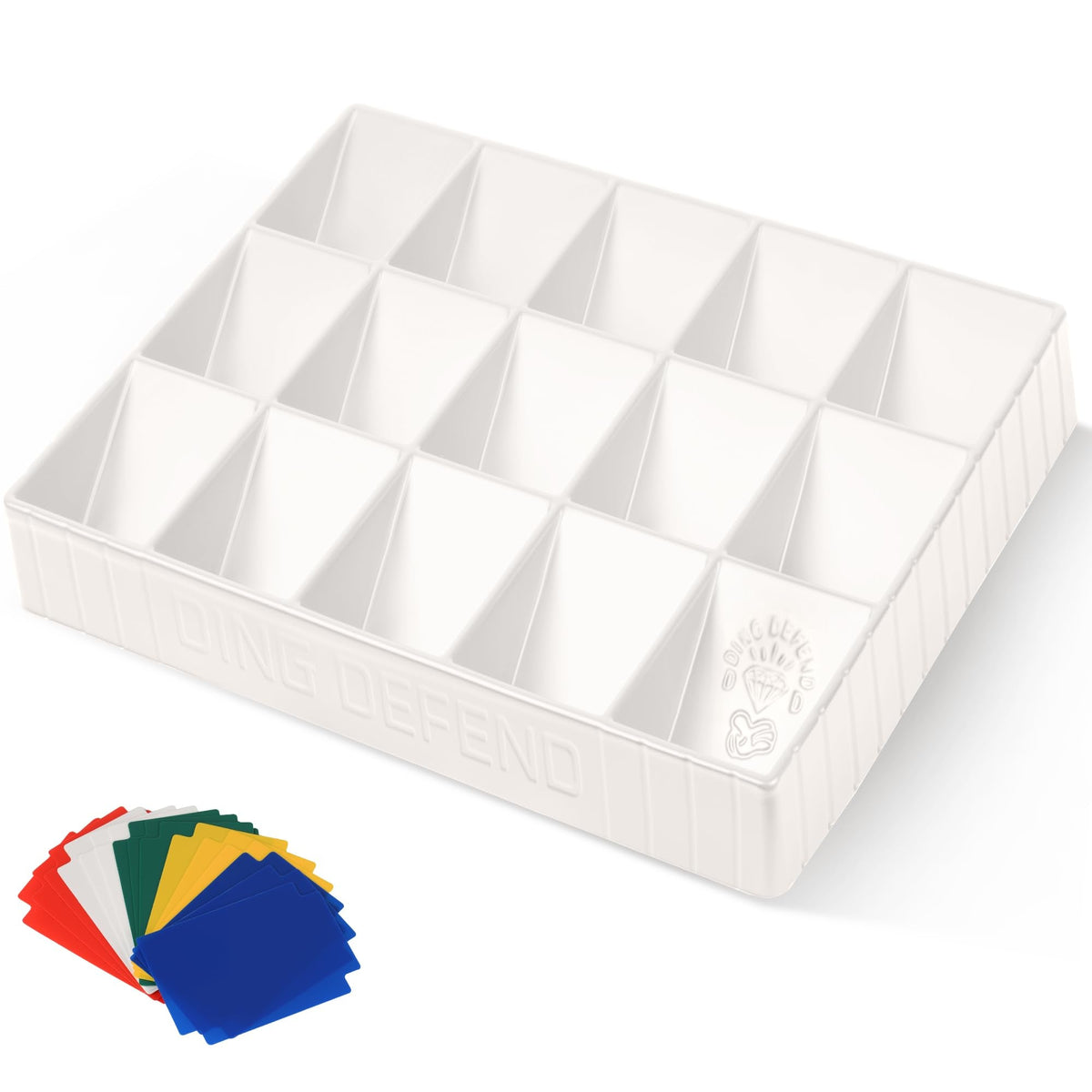 Storage Standard Card Sorting Tray – 15-Compartment Stackable Organizer (White)