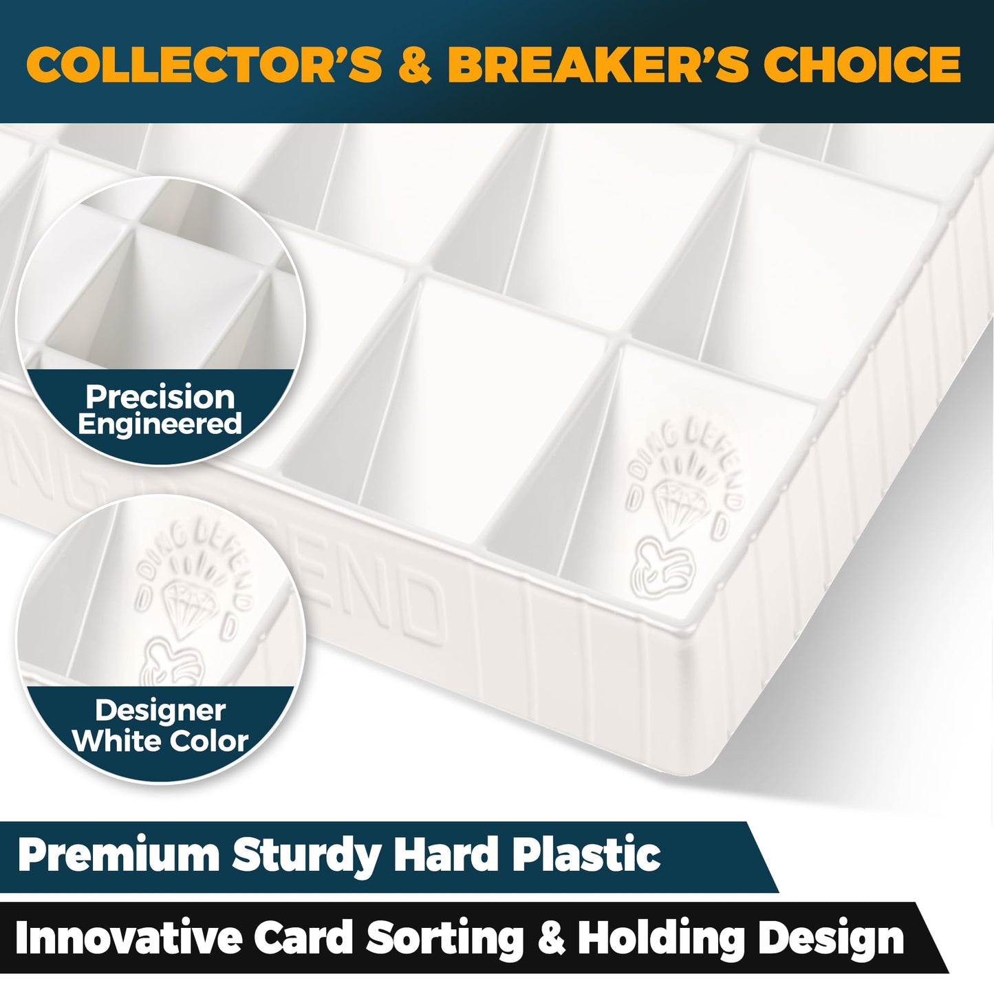 Storage Standard Card Sorting Tray – 15-Compartment Stackable Organizer (White)