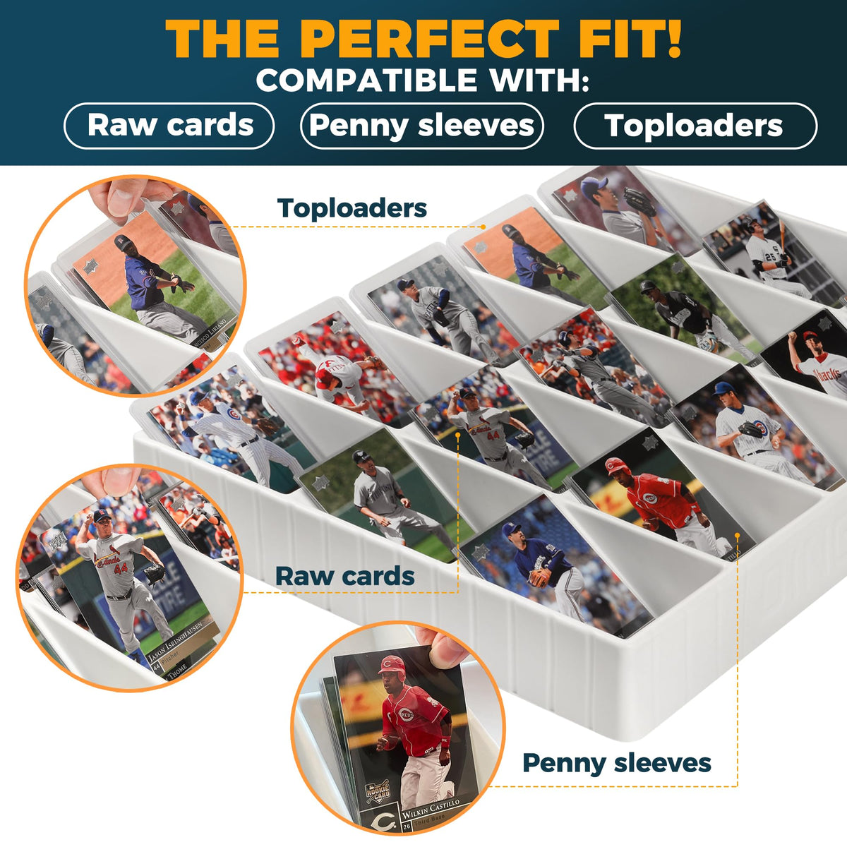 Storage Standard Card Sorting Tray – 15-Compartment Stackable Organizer (White)