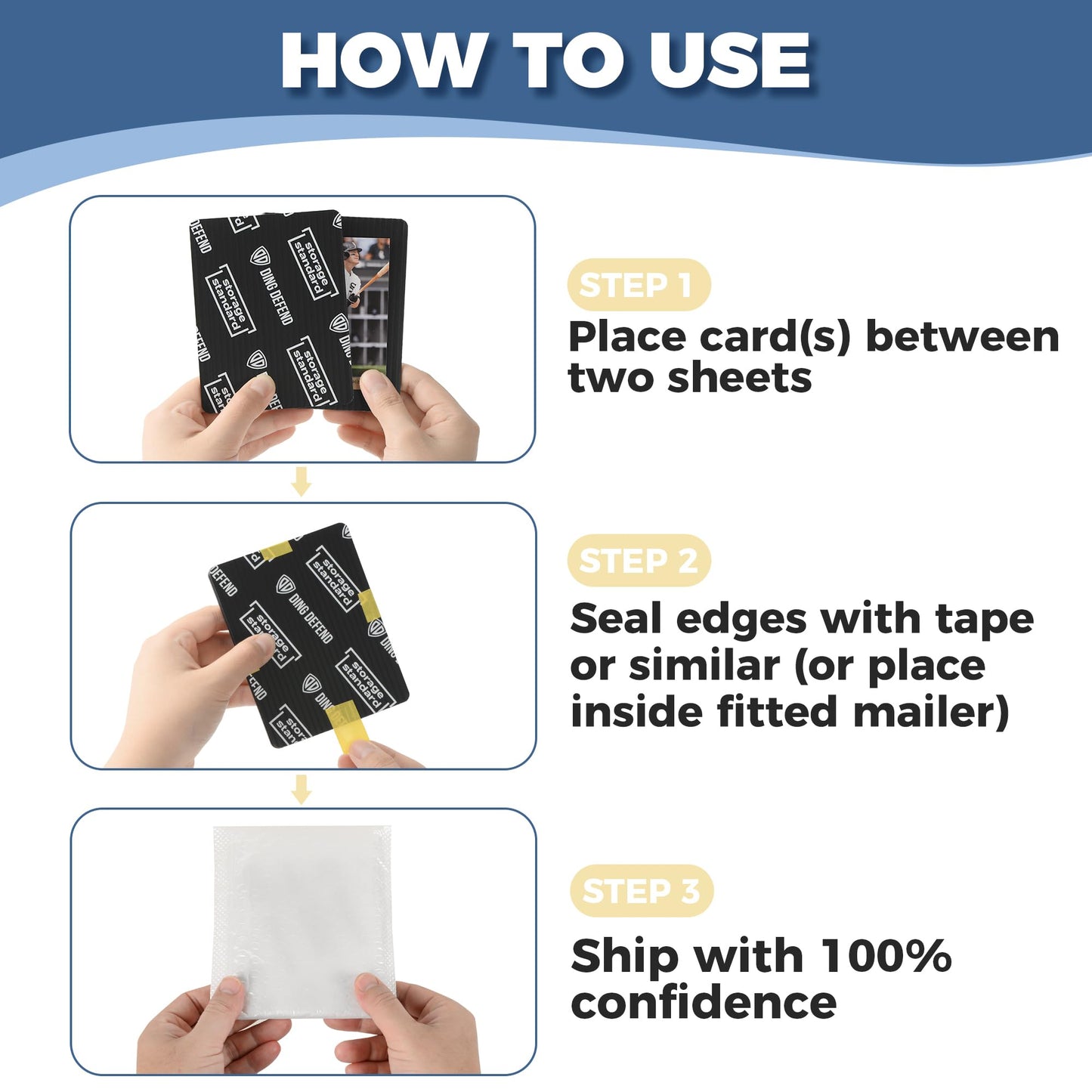 Ding Defend 510-Pack Card Protector — 3.5 x 4.5 in, Black | Storage Standard