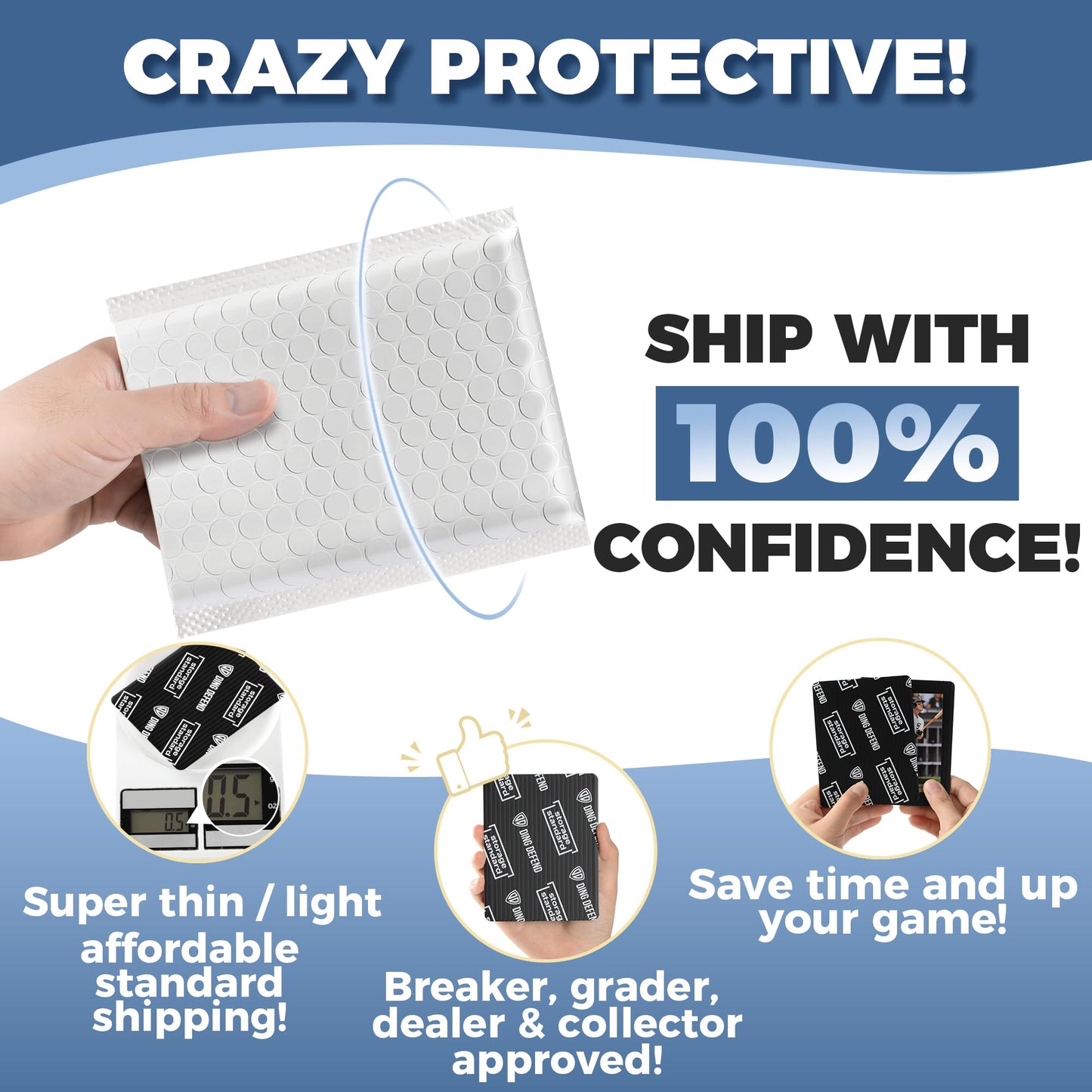 Ding Defend 510-Pack Card Protector — 3.5 x 4.5 in, Black | Storage Standard