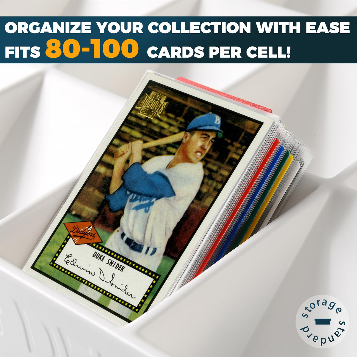 Storage Standard Card Sorting Tray – 15-Compartment Stackable Organizer (White)
