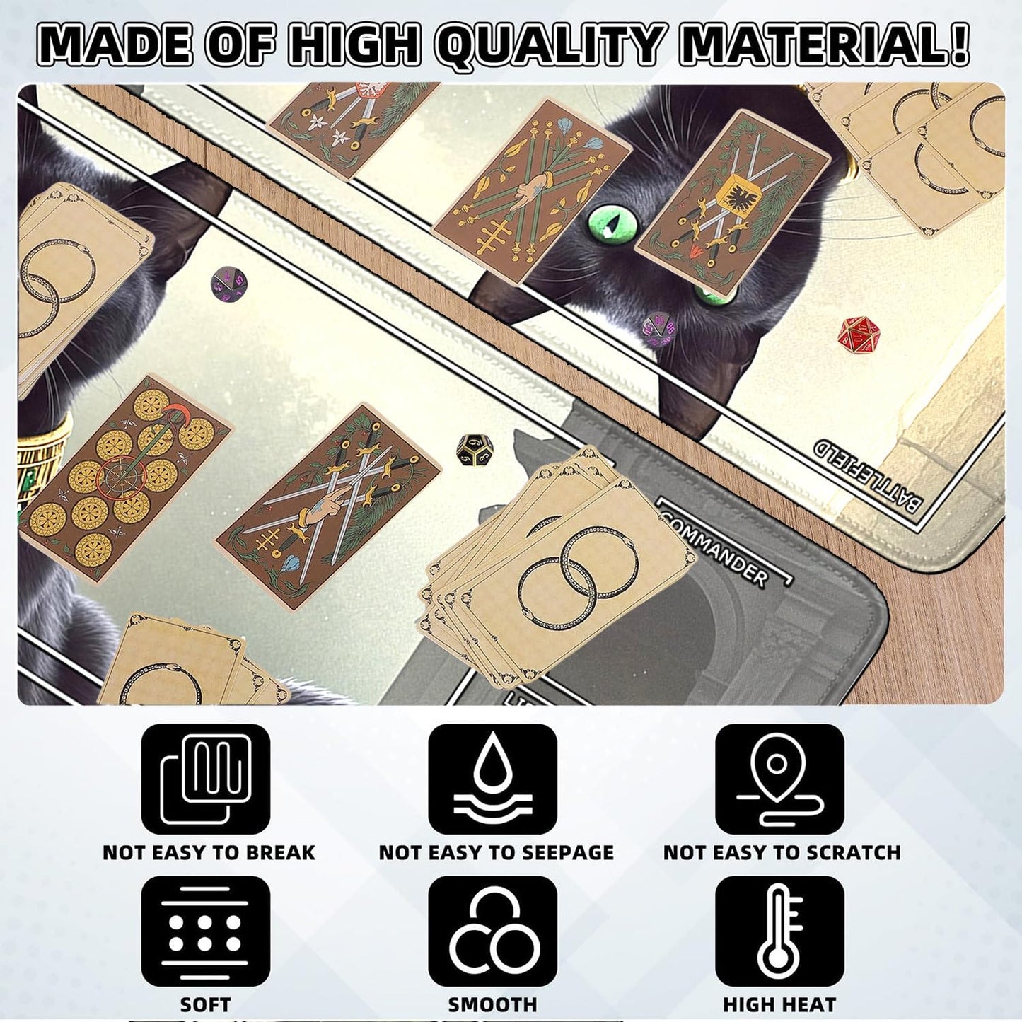 STORKY MTG Playmat – Zone-Stitched Edges, 24x14, Non-Slip Rubber Surface, Storage Bag