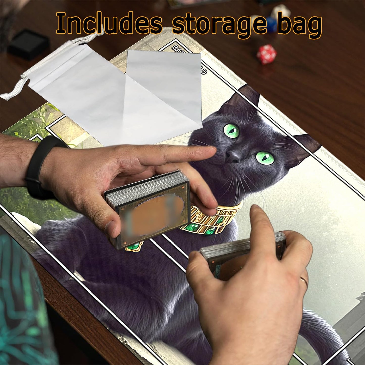 STORKY MTG Playmat – Zone-Stitched Edges, 24x14, Non-Slip Rubber Surface, Storage Bag
