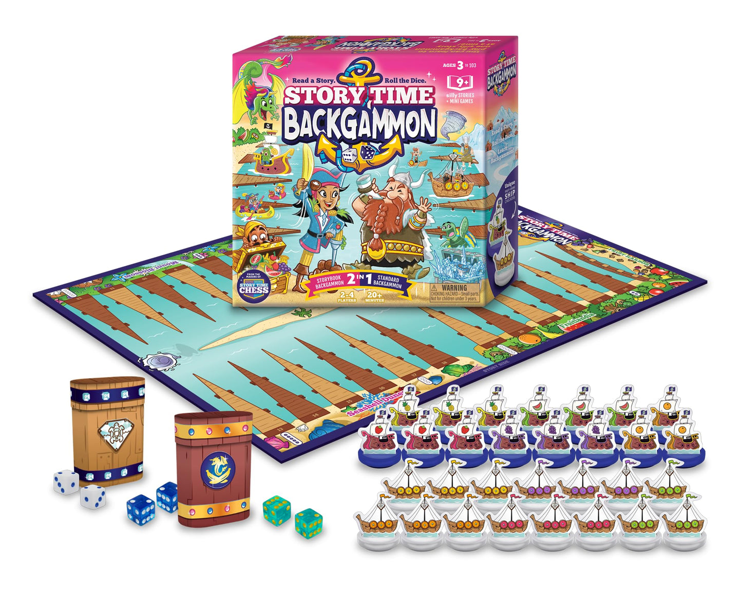 Story Time Chess Backgammon Set for Kids – Educational Family Game (Ages 3+)