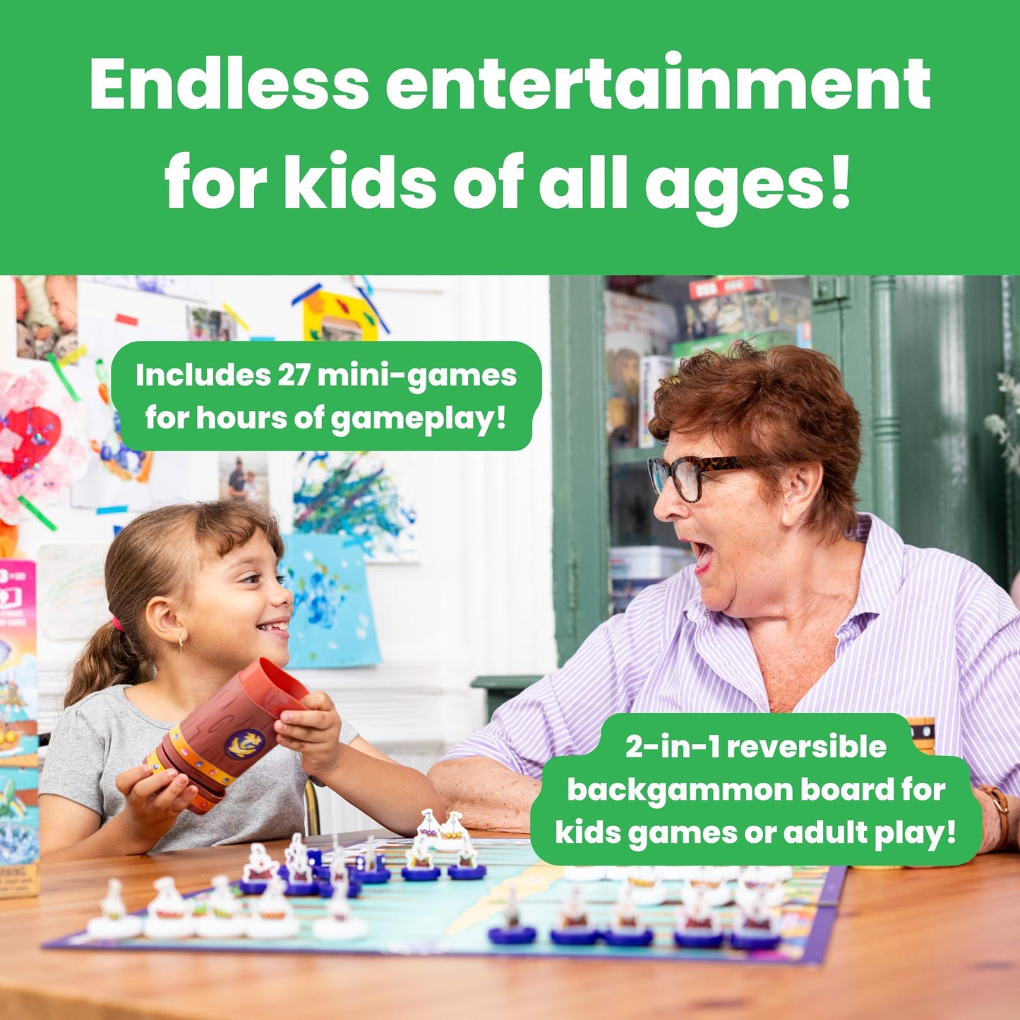 Story Time Chess Backgammon Set for Kids – Educational Family Game (Ages 3+)