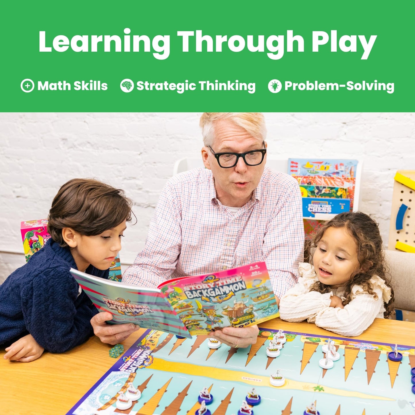 Story Time Chess Backgammon Set for Kids – Educational Family Game (Ages 3+)