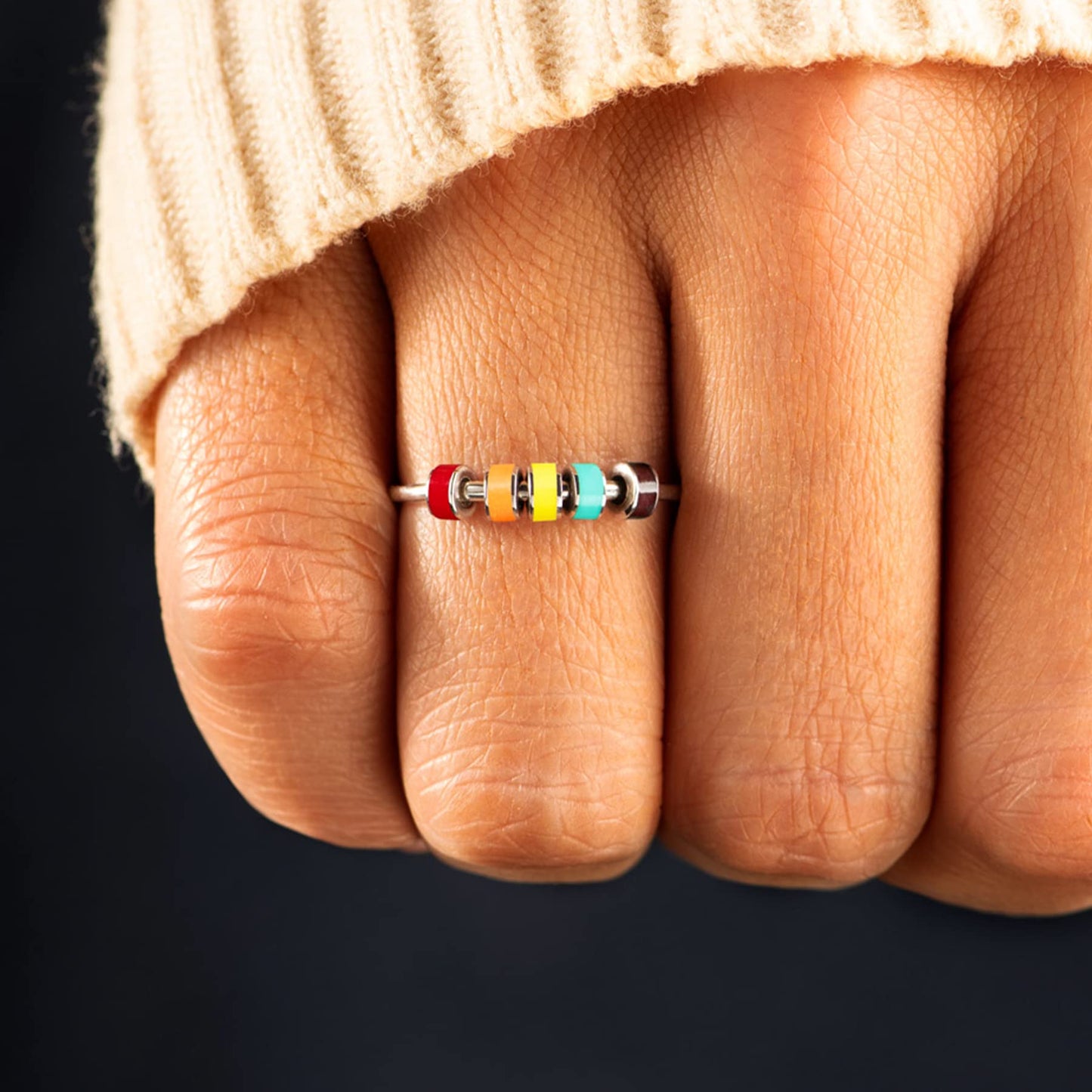 STORYJEWELLERY Daughter Ring | Fidget Spinner Ring for Anxiety, Gift for Adult Daughters, Size 10