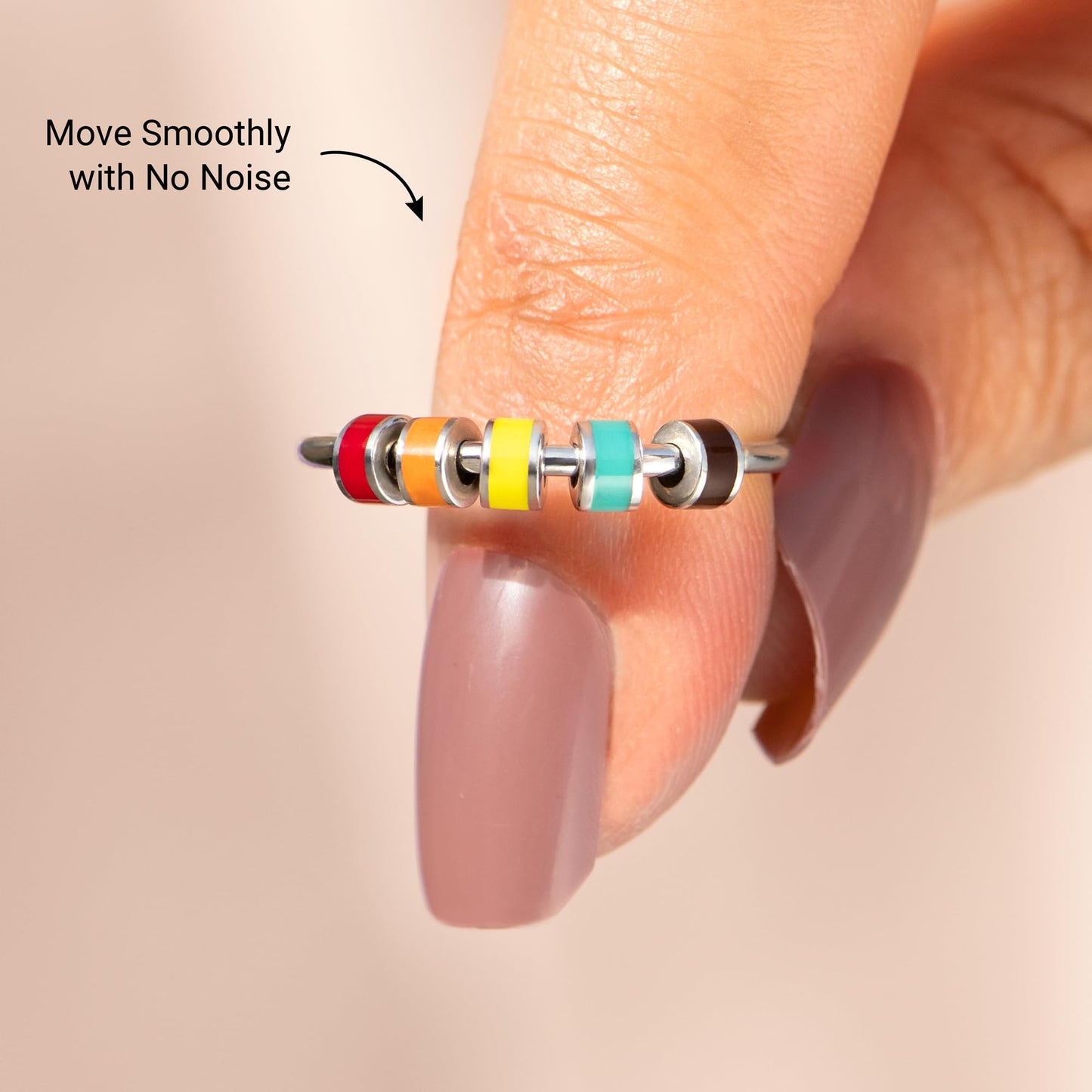 StoryJewellery Fidget Ring – Anxiety Spinner Ring for Women | Enamel Jewelry, Size 10