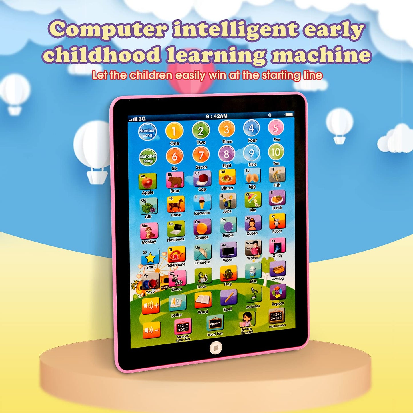 STOULKD Kids Tablet – Learning Pad with 6 Educational Games for Letters, Words, Music & Alphabet (Ages 3+)