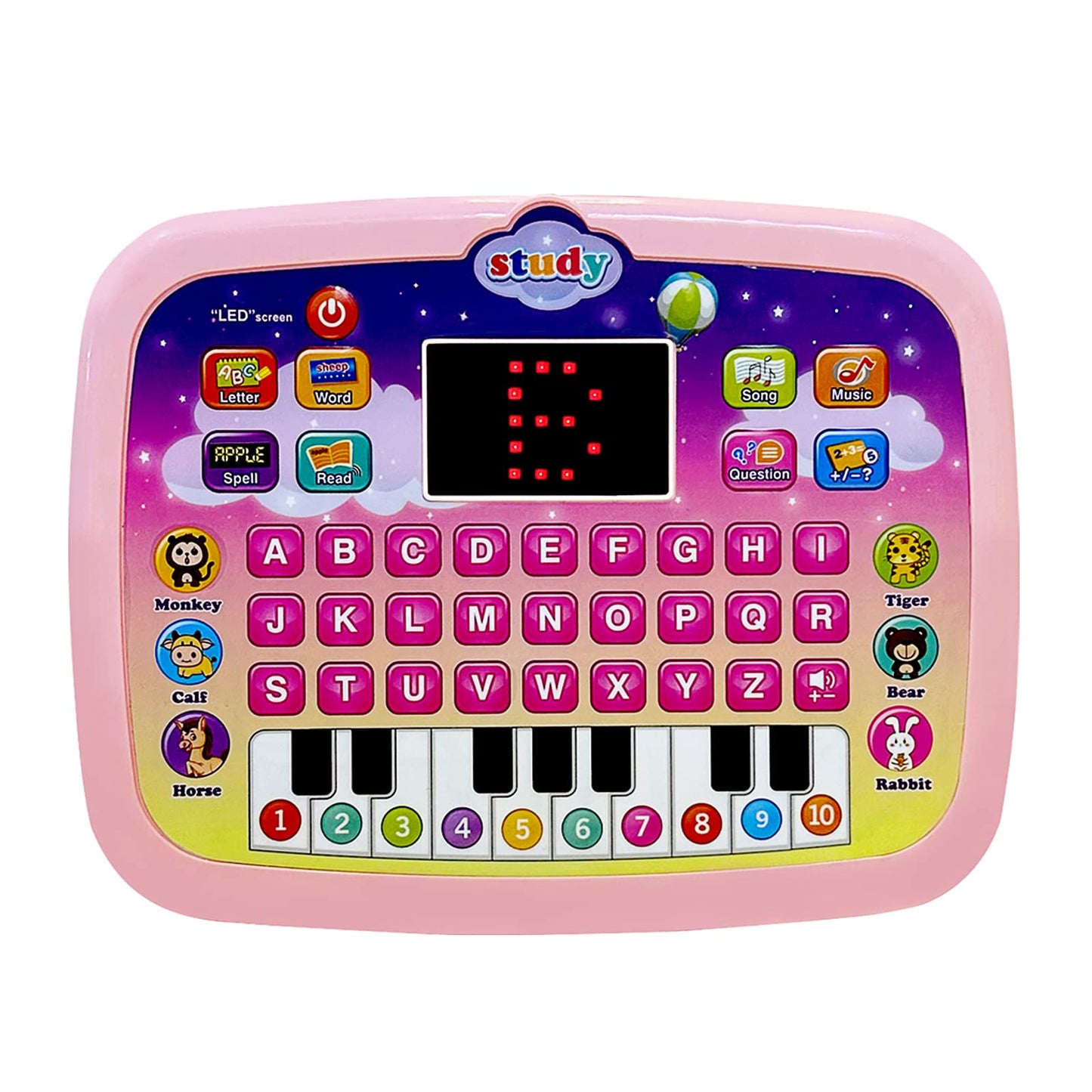 STOULKD Kid Tablet Toddler Learning Pad – Interactive Musical Educational Toy (Pink)