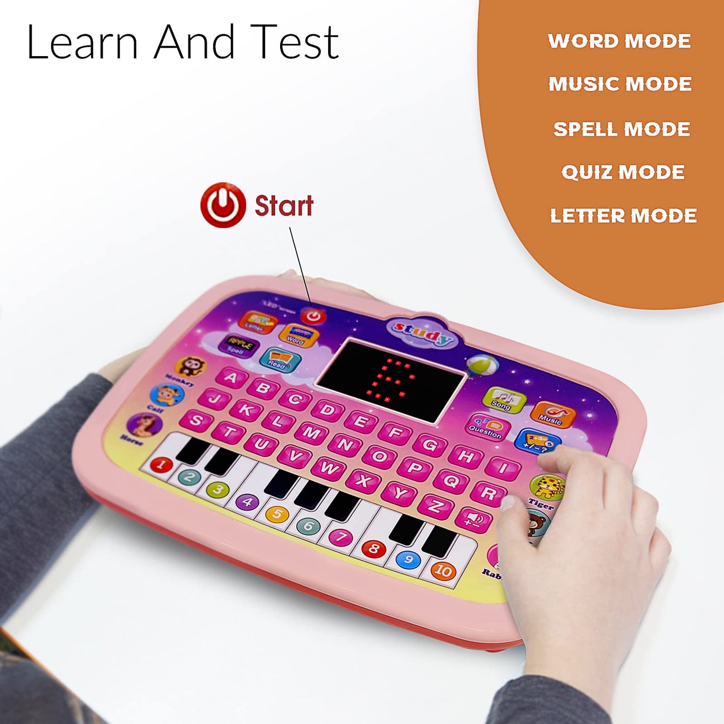 STOULKD Kid Tablet Toddler Learning Pad – Interactive Musical Educational Toy (Pink)