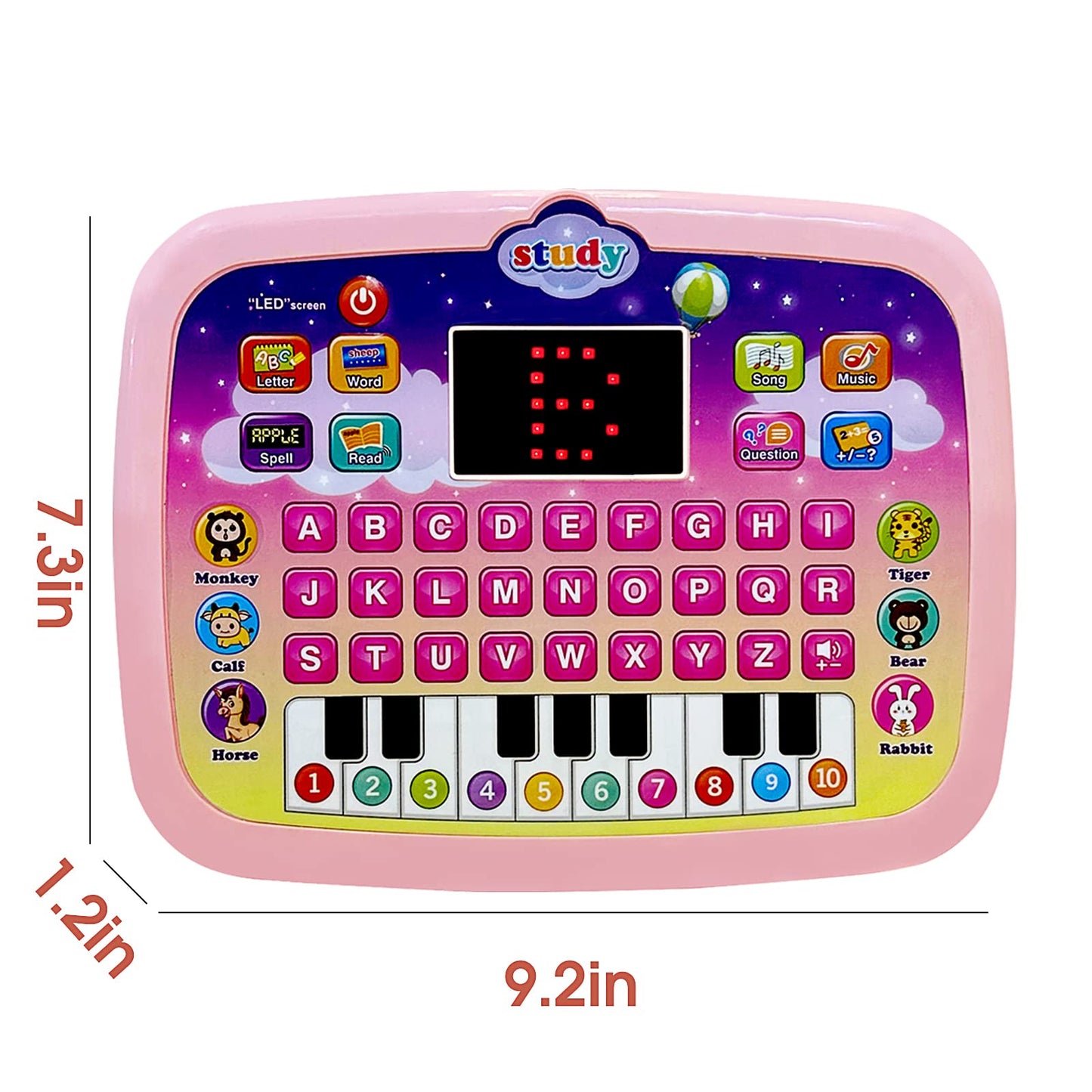 STOULKD Kid Tablet Toddler Learning Pad – Interactive Musical Educational Toy (Pink)