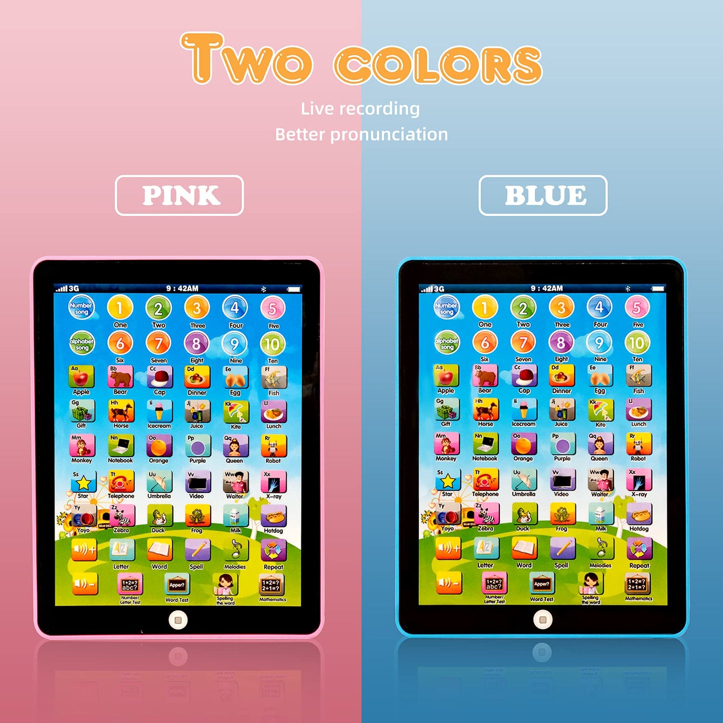 STOULKD Kids Tablet – Learning Pad with 6 Educational Games (Music, Words, Letters, Alphabet) for Ages 3+