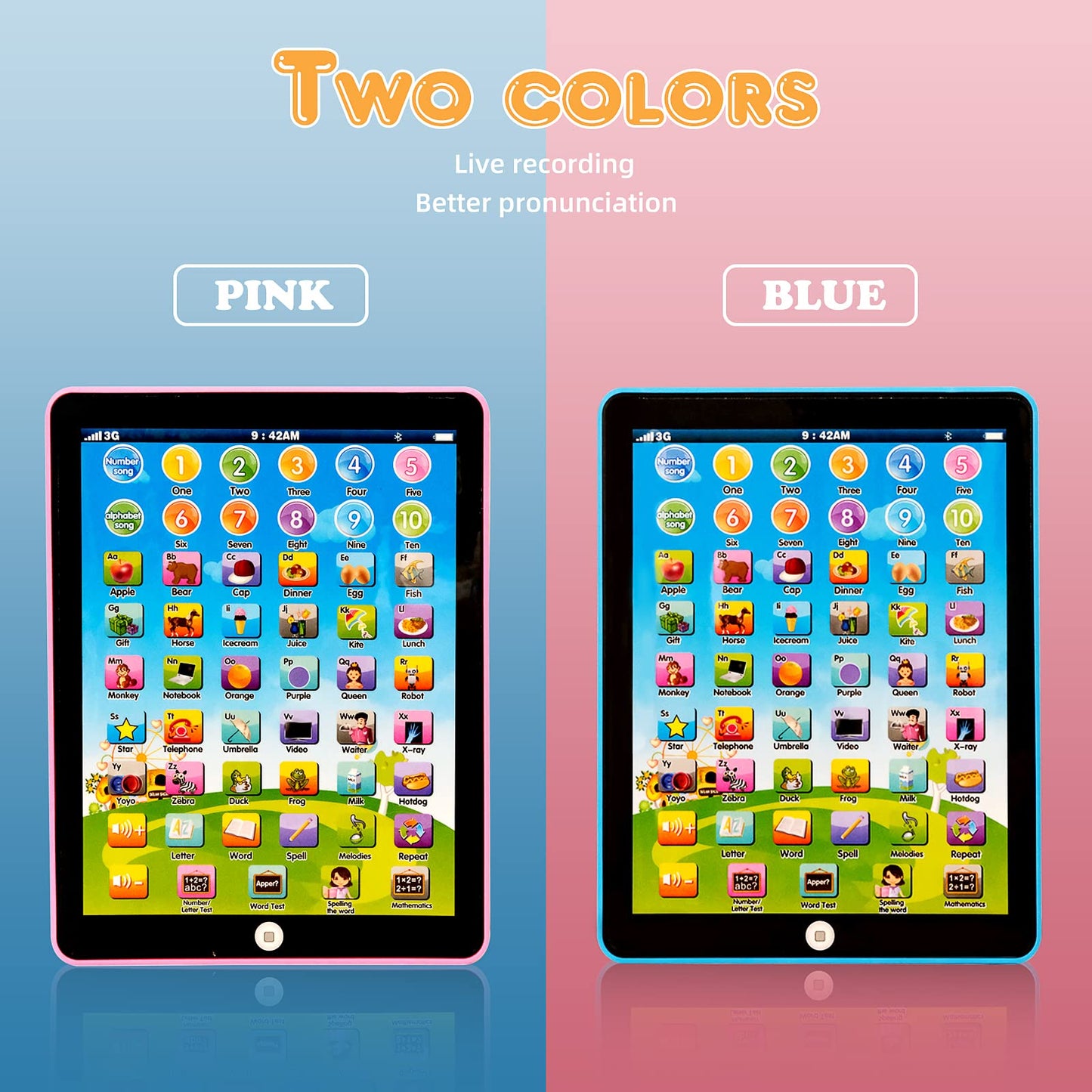 STOULKD Kids Tablet – Learning Pad with 6 Educational Games for Letters, Words, Music & Alphabet (Ages 3+)