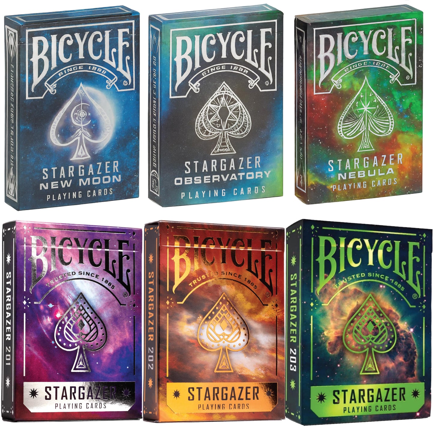 Straight Poker Supplies | Bicycle Stargazer 6-Deck Collector's Bundle (New Moon, Observatory, Nebula & More)