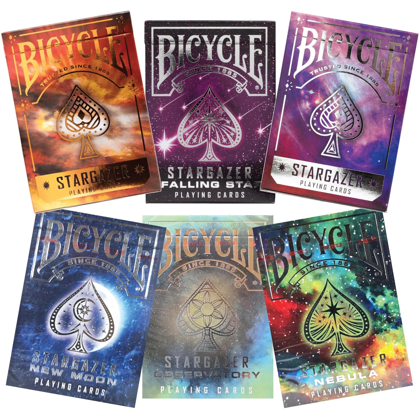 Straight Poker Supplies | Bicycle Stargazer 6-Deck Collector's Bundle (New Moon, Observatory, Nebula & More)