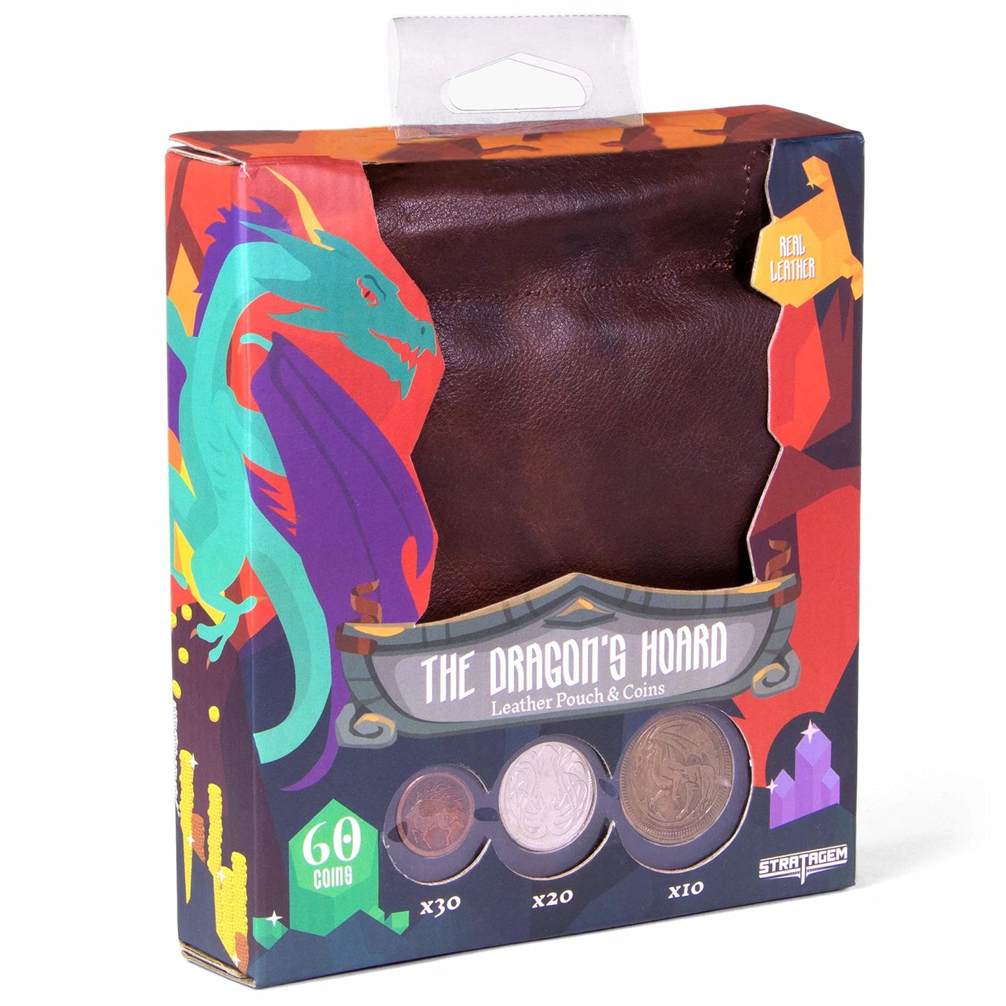 Stratagem The Dragon's Hoard: 60 Real Metal Coins with Leather Pouch