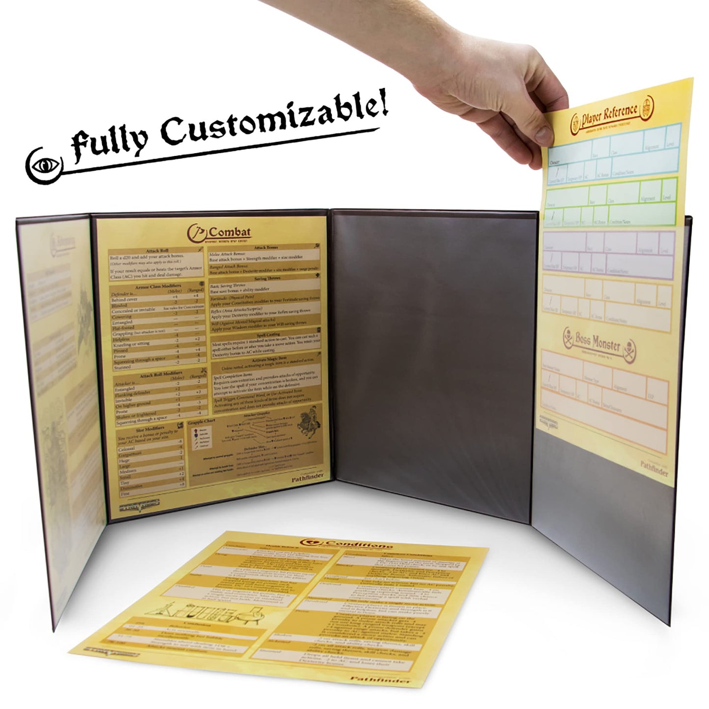 Stratagem The Master's Tome 4-Panel Customizable GM Screen – Dry Erase, Red, with Free Inserts