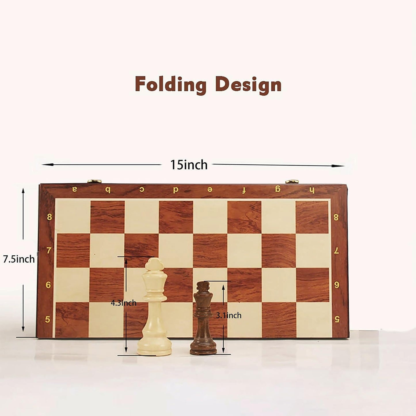 Strategyify 15-Inch Folding Walnut Chess Set with Storage – Tournament-Size Portable Board