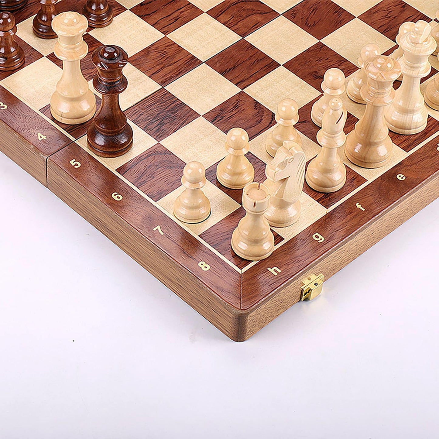 Strategyify 15-Inch Folding Walnut Chess Set with Storage – Tournament-Size Portable Board