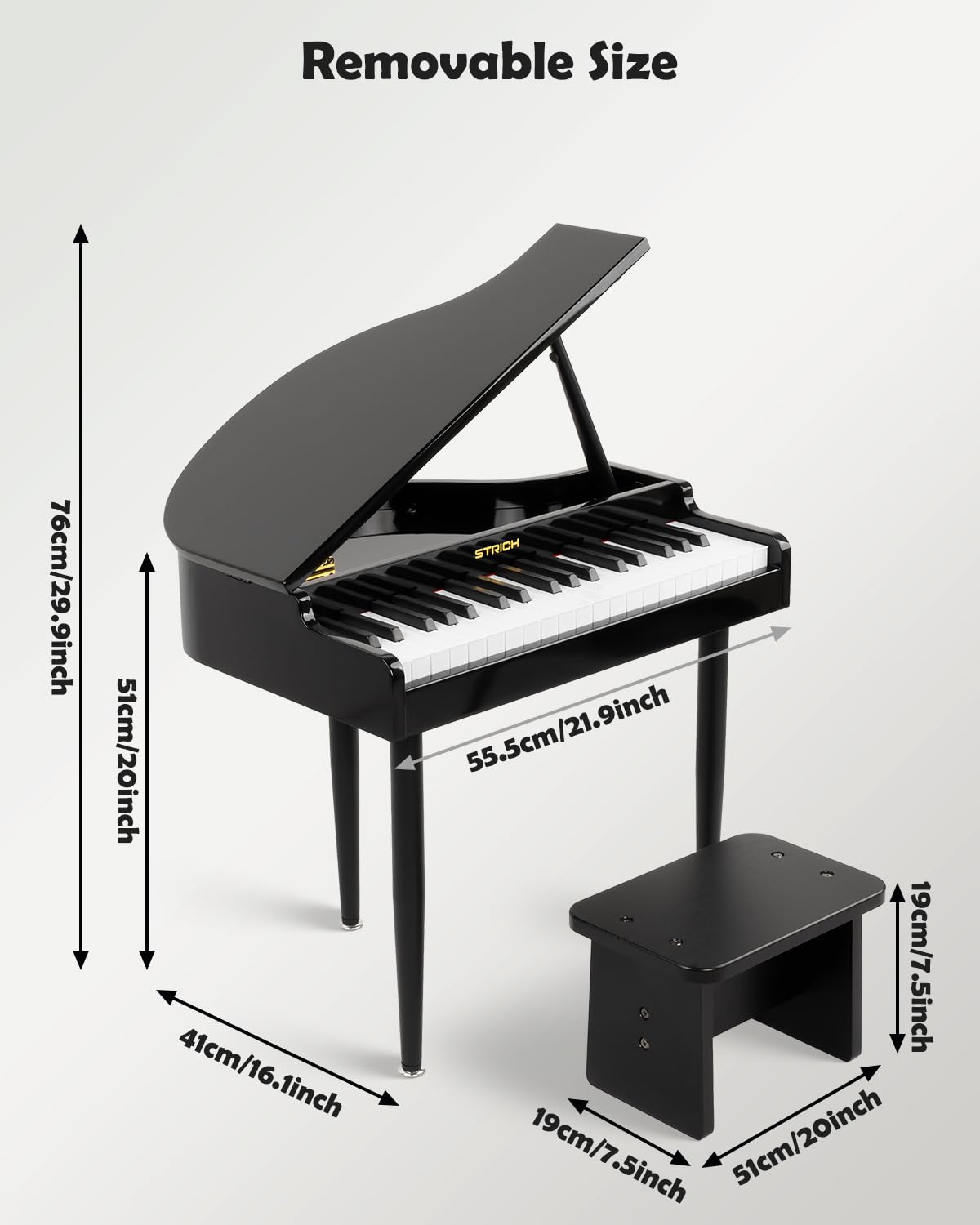 STRICH 37 Keys Kids Piano Keyboard Set – Mini Grand Digital Piano for Kids (3+) with Stand & Chair