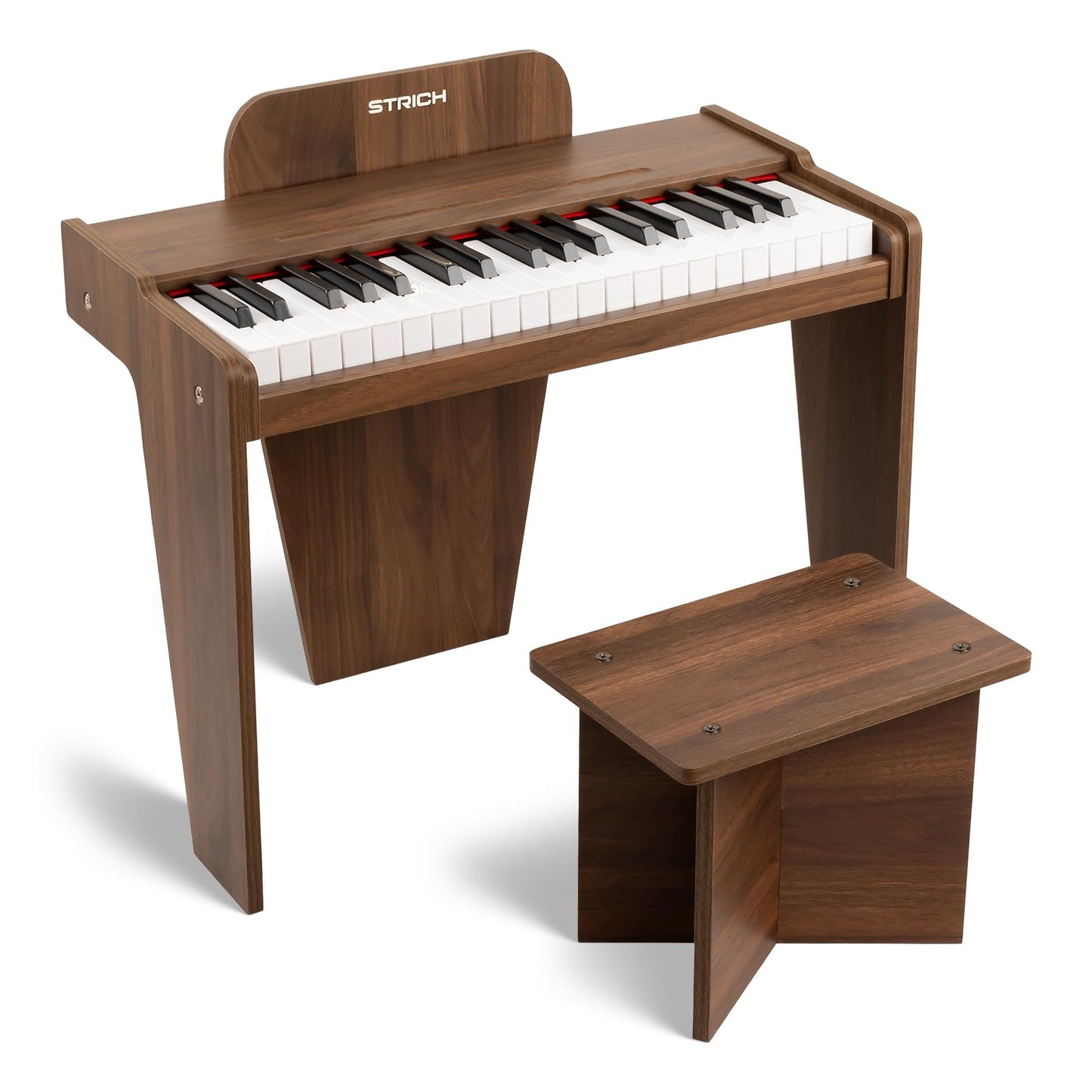 STRICH 37 Keys Kids Piano Keyboard Set — Wooden Mini Digital Piano for Kids 3+ (Walnut SEK-37S)