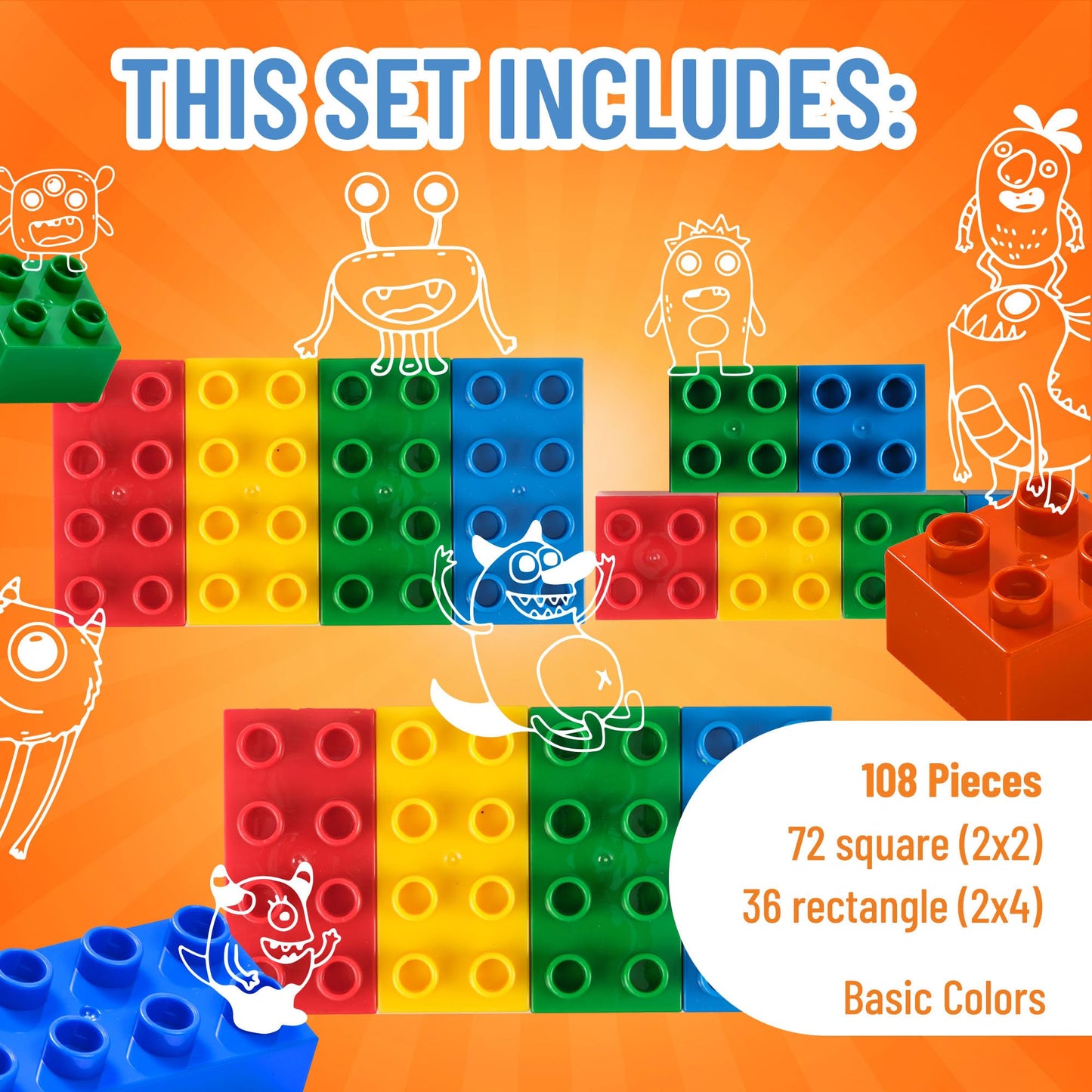 Strictly Briks 108-Piece Building Blocks – LEGO Duplo Compatible for Toddlers & Kids