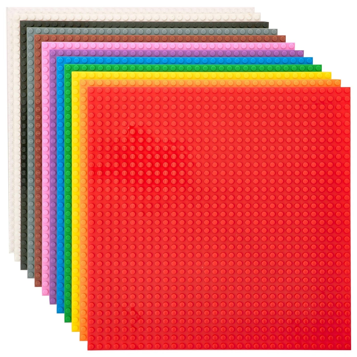 Strictly Briks Stackable Rainbow Baseplates – 12 Pack 10x10, 32x32 Studs, LEGO Compatible
