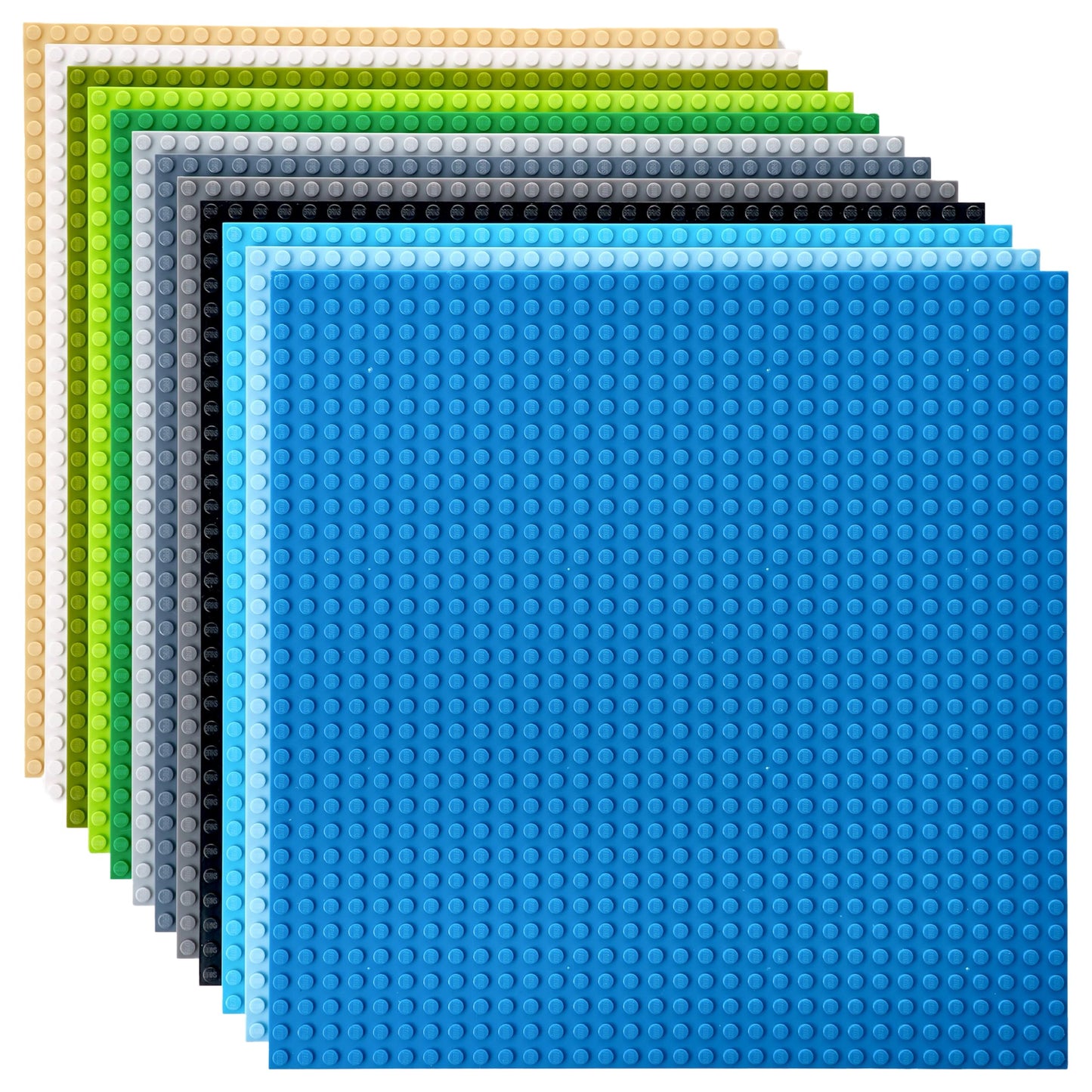 Strictly Briks Stackable Baseplates – 12 Pack, 10x10, 32x32 Studs, Lego Compatible