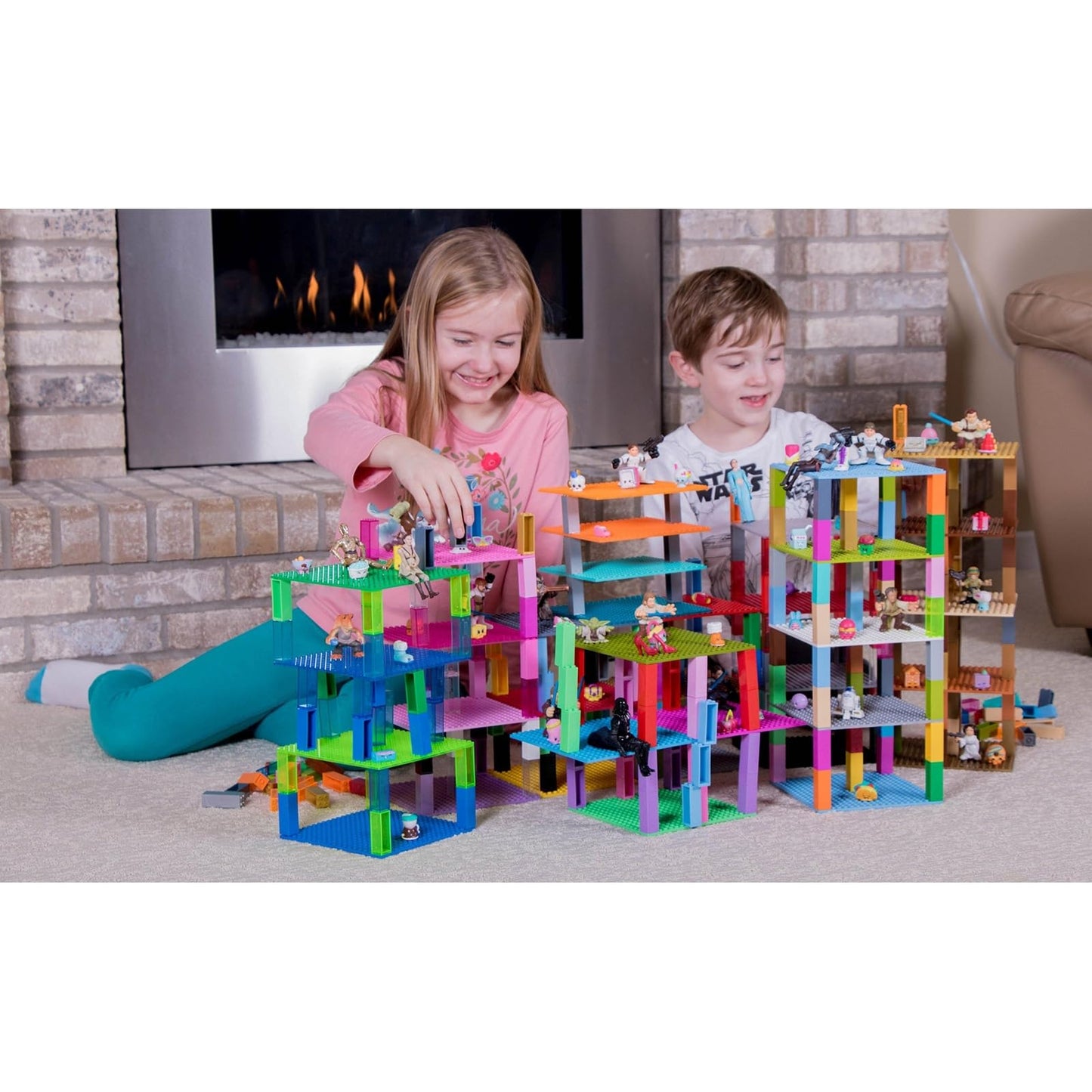Strictly Briks Stackable Baseplates – LEGO-Compatible Rainbow 6x6 Set with 12 Baseplates & 80 Stackers