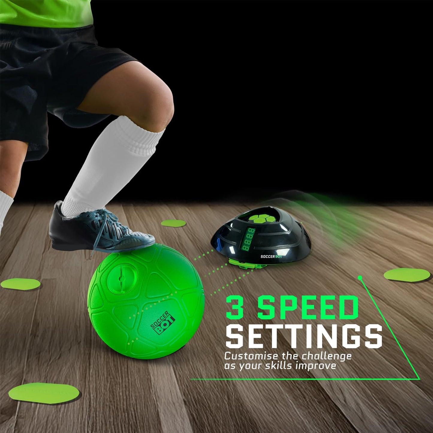 Strikesphere Soccer Bot – Indoor Soccer Trainer with Score Tracker, 3 Speed Modes & Smart Discs