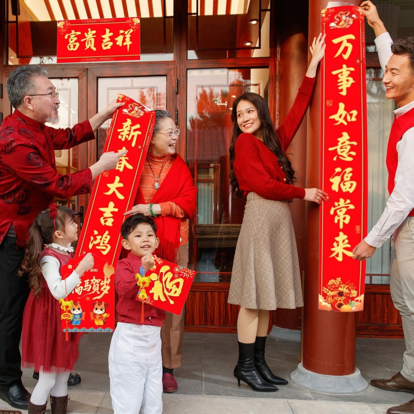 Strolfay 64-Piece Chinese New Year Decor Set – Chunlian Fu Dragon Door & Window Art