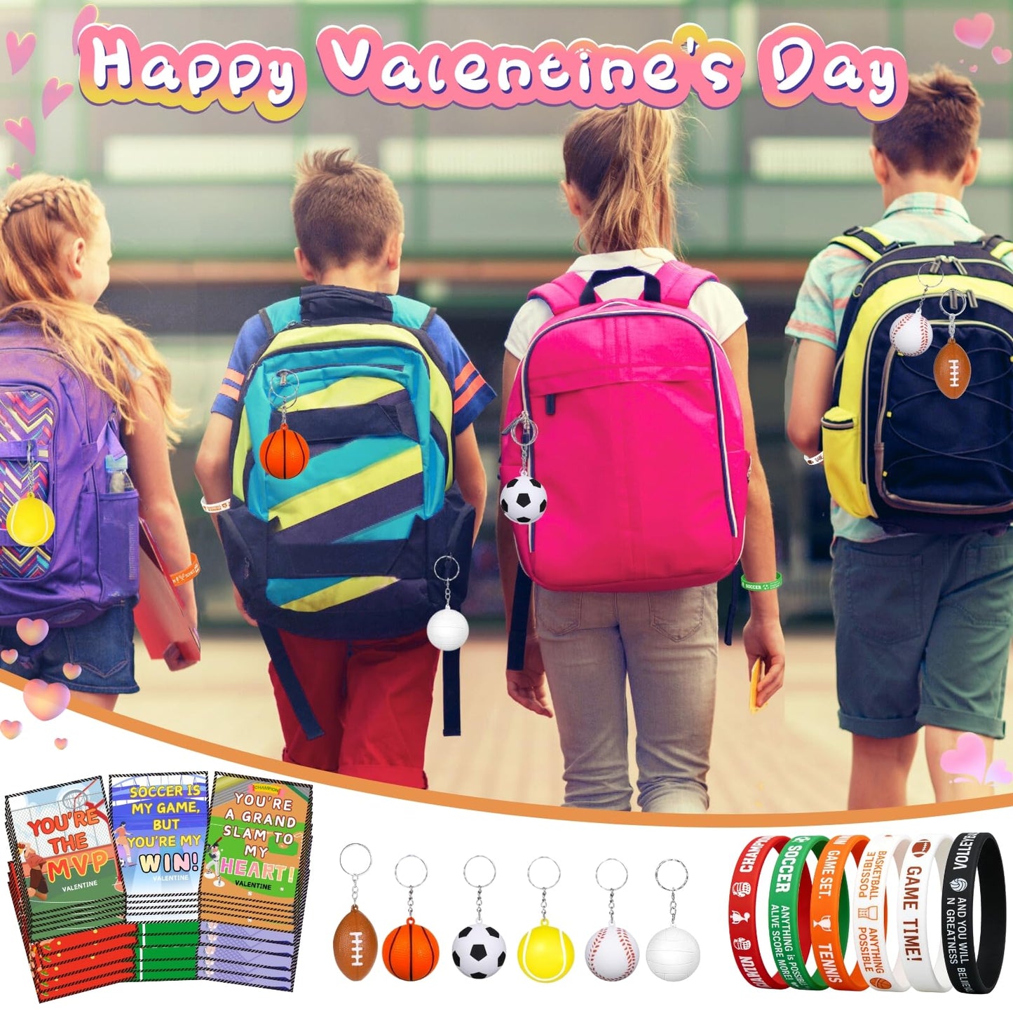 Strolfay 30-Pack Sports Valentines Gifts for Boys – Cards, Keychains & Bracelets
