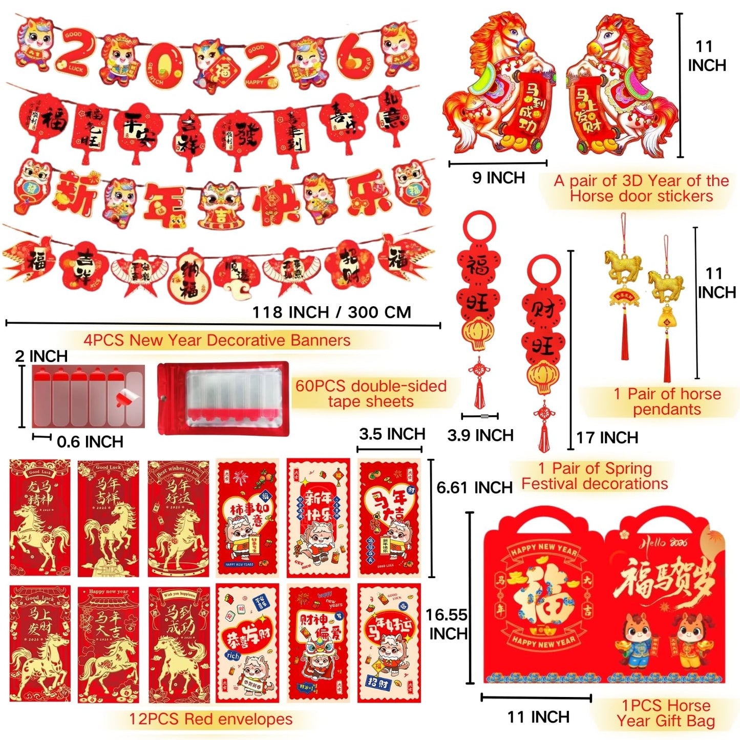 Strolfay 64-Piece Chinese New Year Decor Set – Chunlian Fu Dragon Door & Window Art