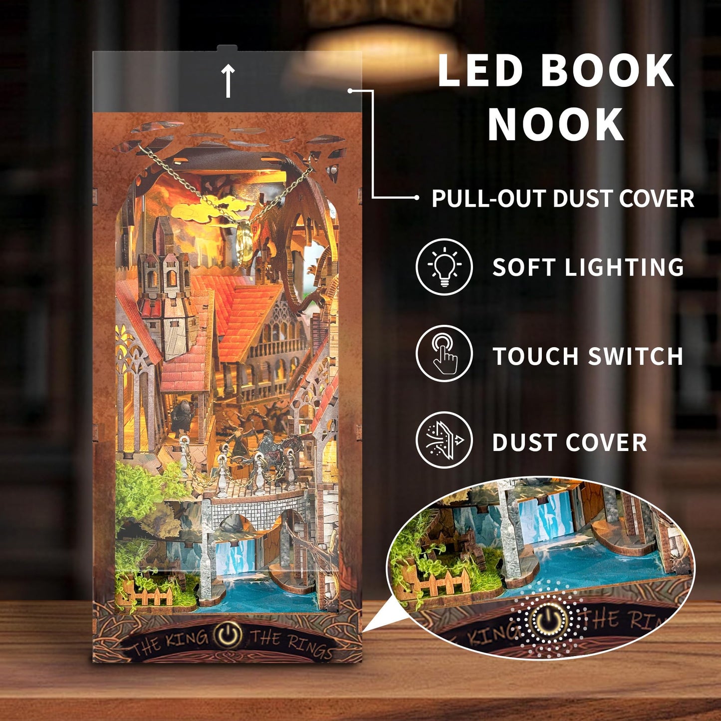 STRUCWOOD Book Nook Kit with LED Light - DIY 3D Wooden Puzzle for Bookshelves (SQ-05)