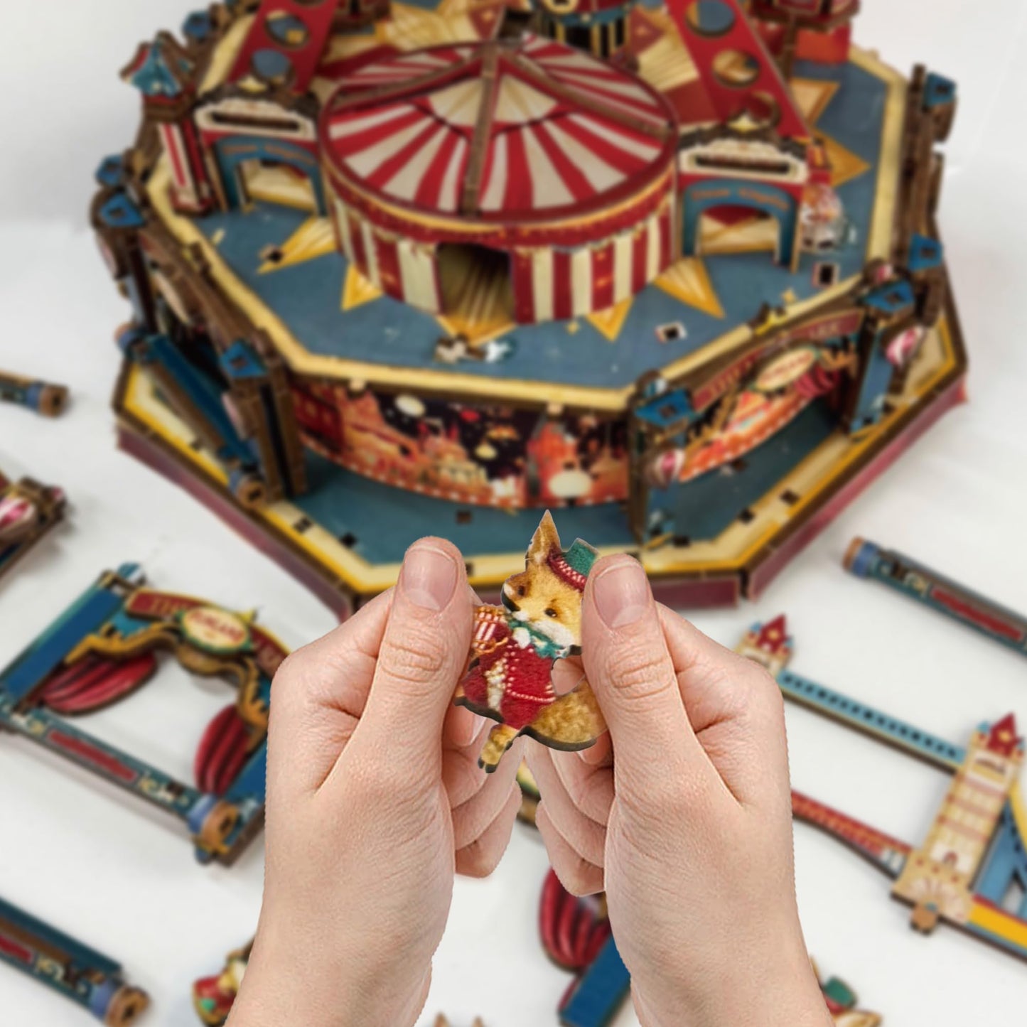 STRUCWOOD DIY 3D Ferris Wheel Puzzle – Lights, Music, USB-Powered Circus Kit