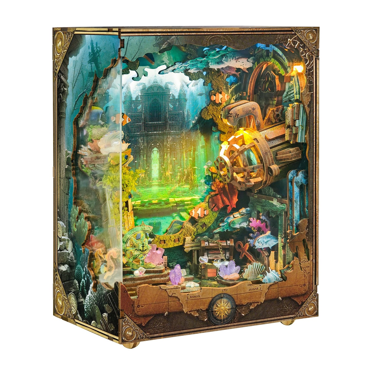 STRUCWOOD DIY Book Nooks - Deep-Sea Submarine Adventure Kit | LED Lights, Rotating Background, Touch Control