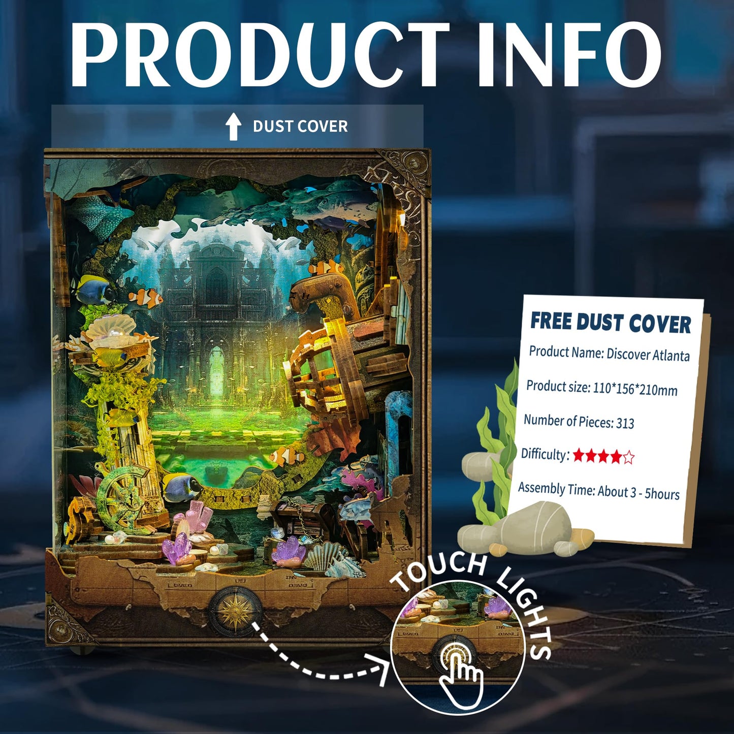 STRUCWOOD DIY Book Nooks - Deep-Sea Submarine Adventure Kit | LED Lights, Rotating Background, Touch Control