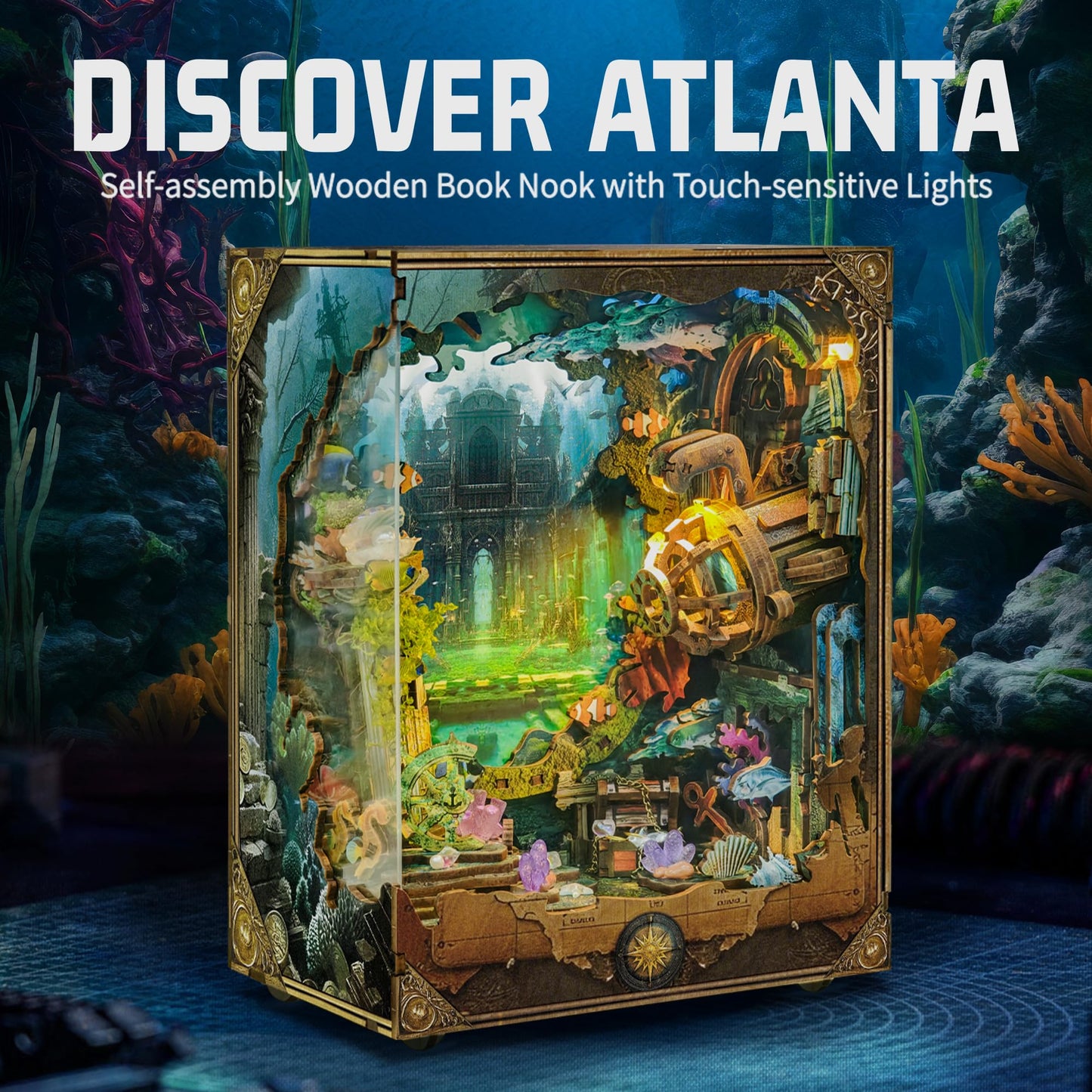STRUCWOOD DIY Book Nooks - Deep-Sea Submarine Adventure Kit | LED Lights, Rotating Background, Touch Control