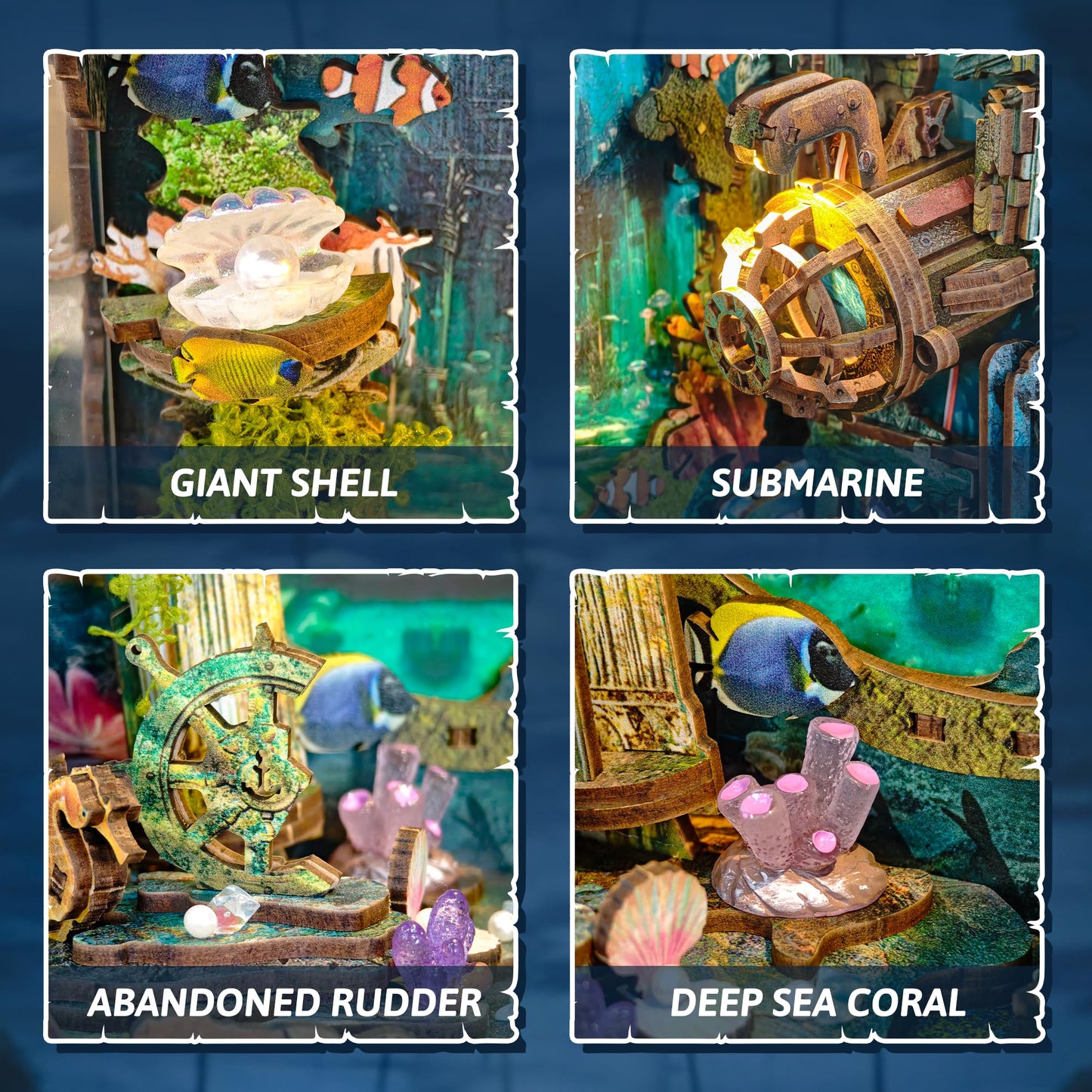 STRUCWOOD DIY Book Nooks - Deep-Sea Submarine Adventure Kit | LED Lights, Rotating Background, Touch Control