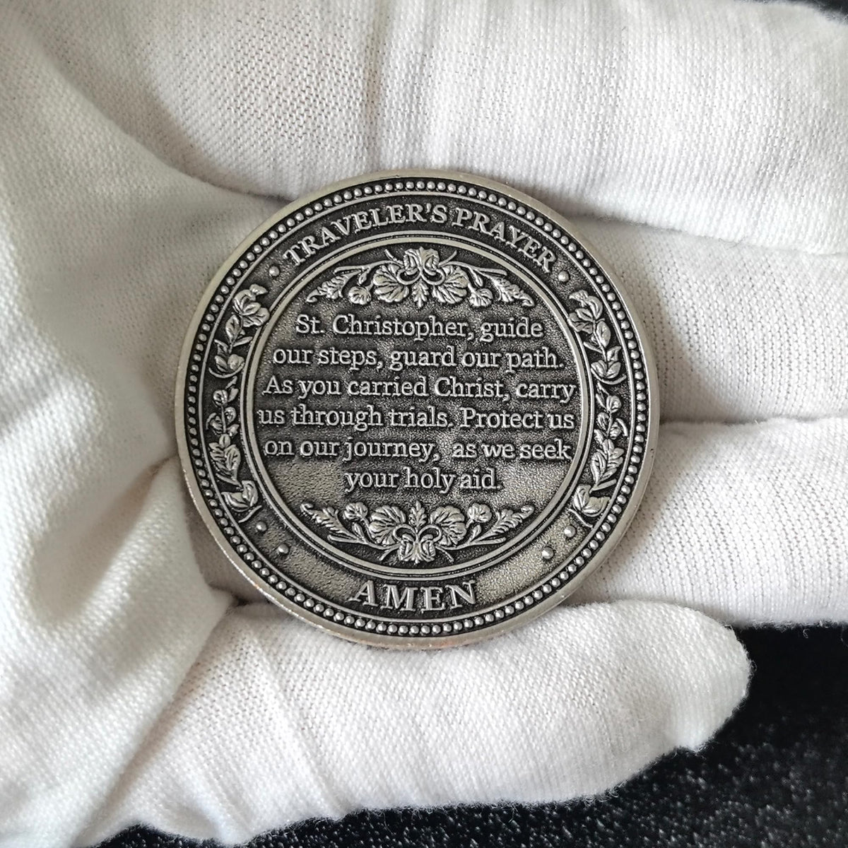 Strugglejewelry Saint Christopher Guardian Medallion – Traveler's Prayer Silver Coin