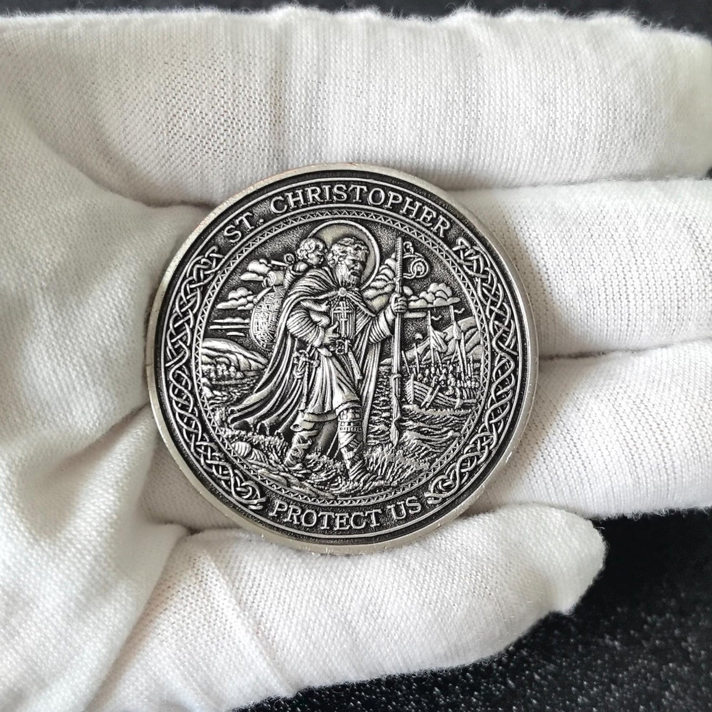 Strugglejewelry Saint Christopher Guardian Medallion – Traveler's Prayer Silver Coin