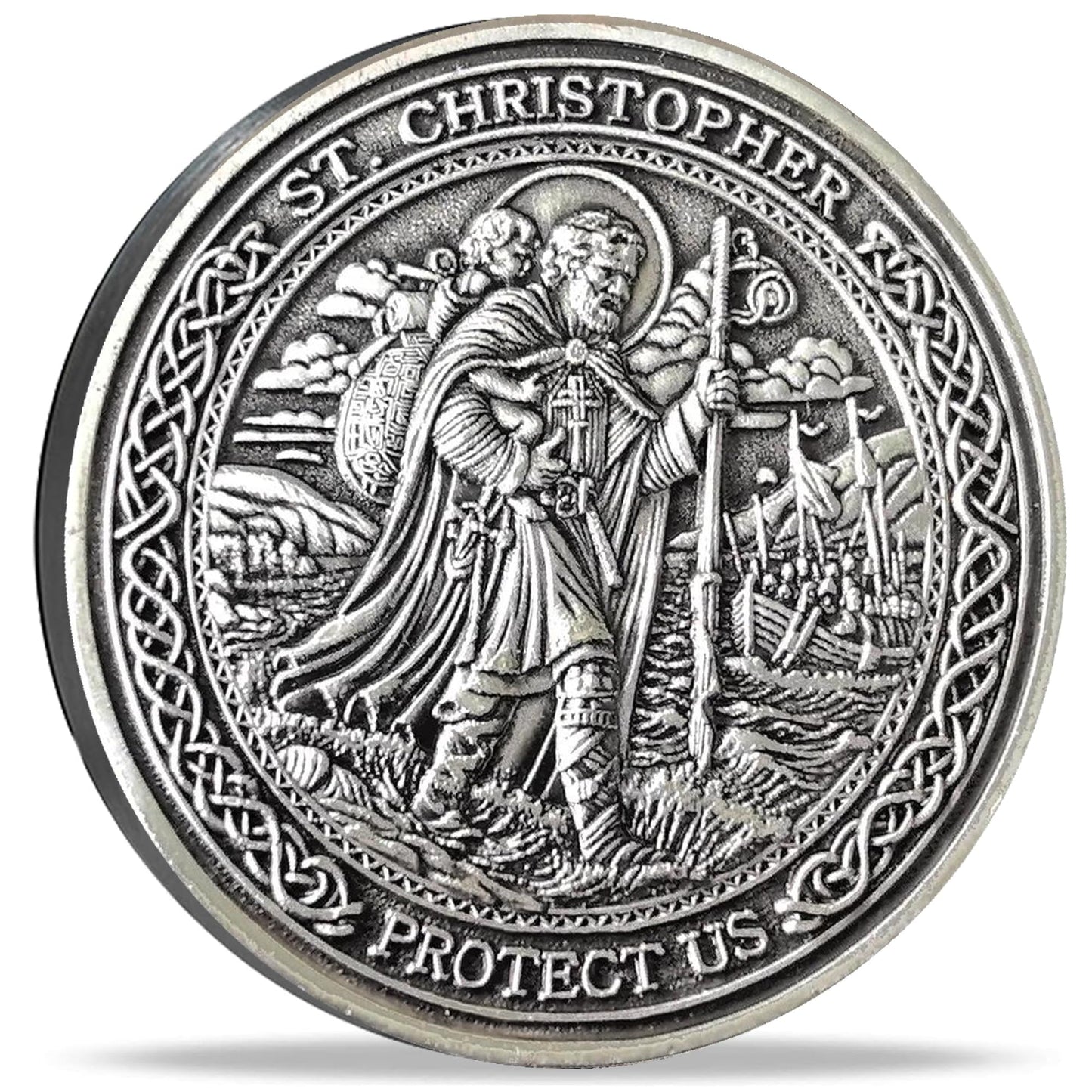 Strugglejewelry Saint Christopher Guardian Medallion – Traveler's Prayer Silver Coin