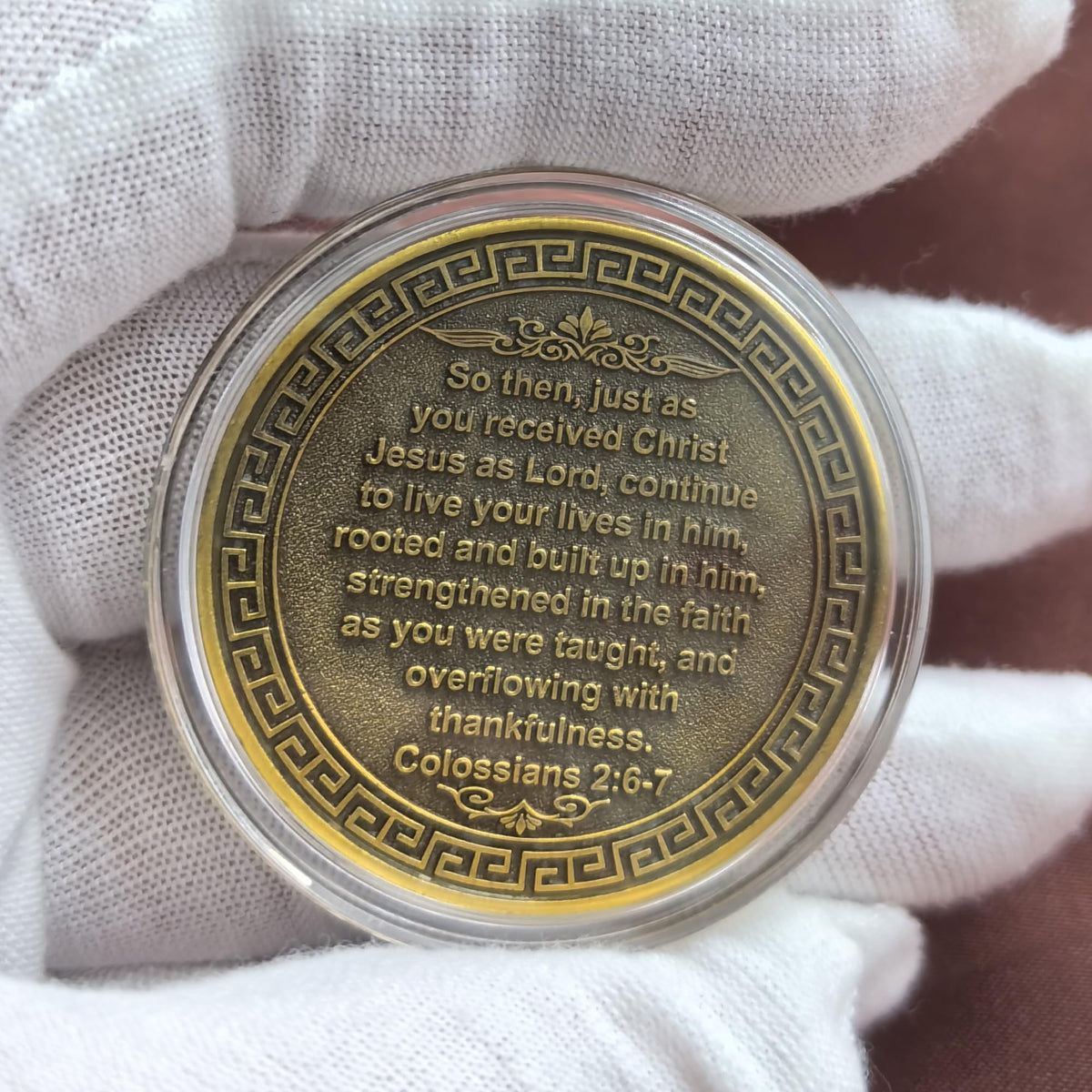 Strugglejewelry Tree of Faith Challenge Coin – Rooted in Grace (Colossians 2:6-7) – Gold