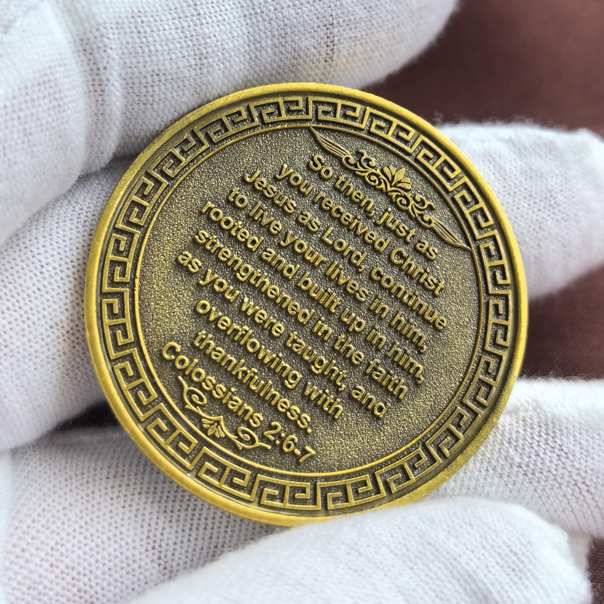 Strugglejewelry Tree of Faith Challenge Coin – Rooted in Grace (Colossians 2:6-7) – Gold