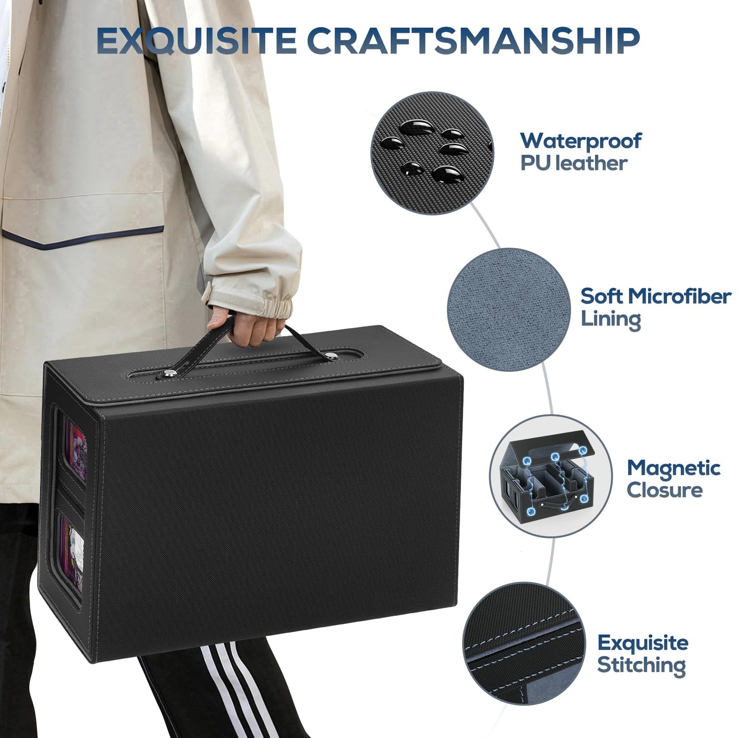 STTRBOX MTG Commander Deck Box – 4 Removable Boxes, 900+ Cards, Premium Faux Leather