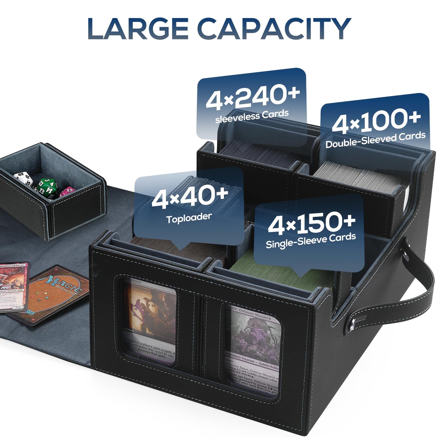 STTRBOX MTG Commander Deck Box – 4 Removable Boxes, 900+ Cards, Premium Faux Leather