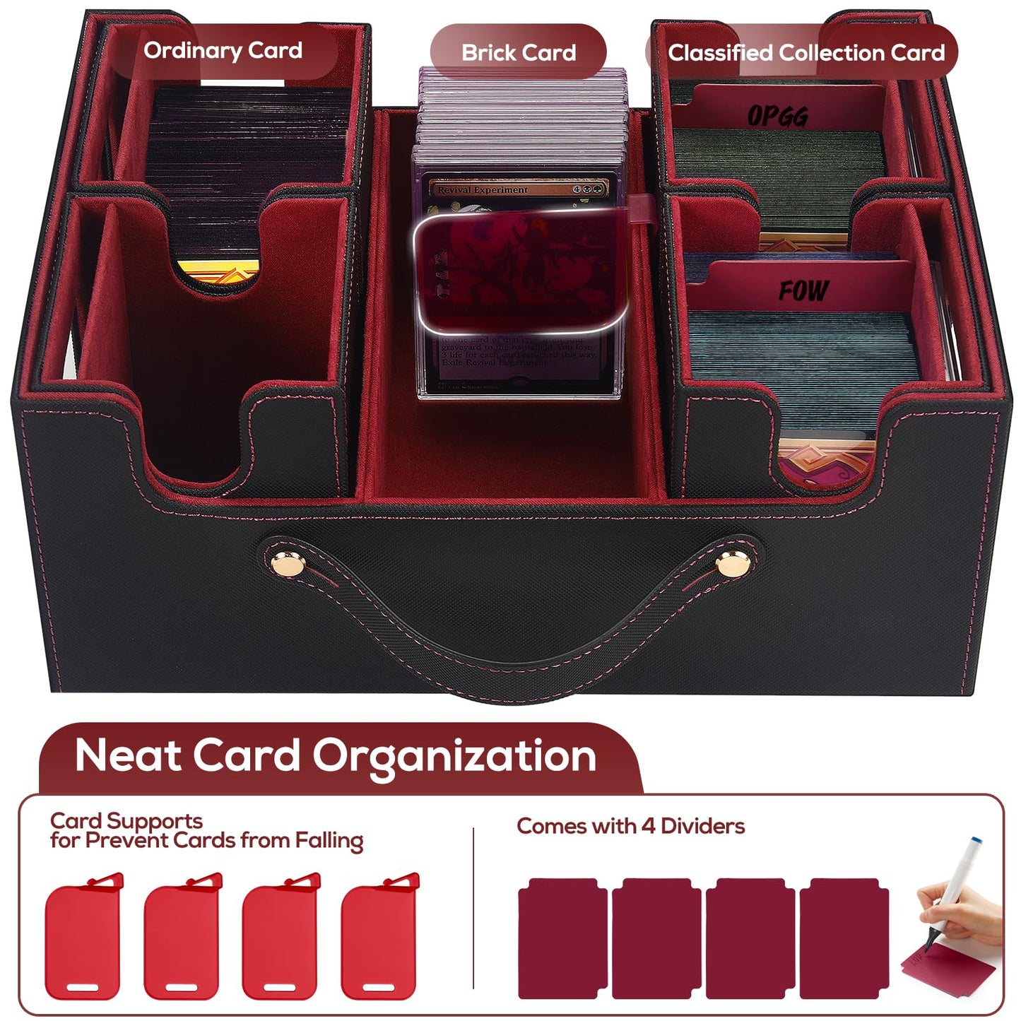 STTRBOX Trading Card Storage Box for MTG Commander Decks – 4 Toploaders & Dividers